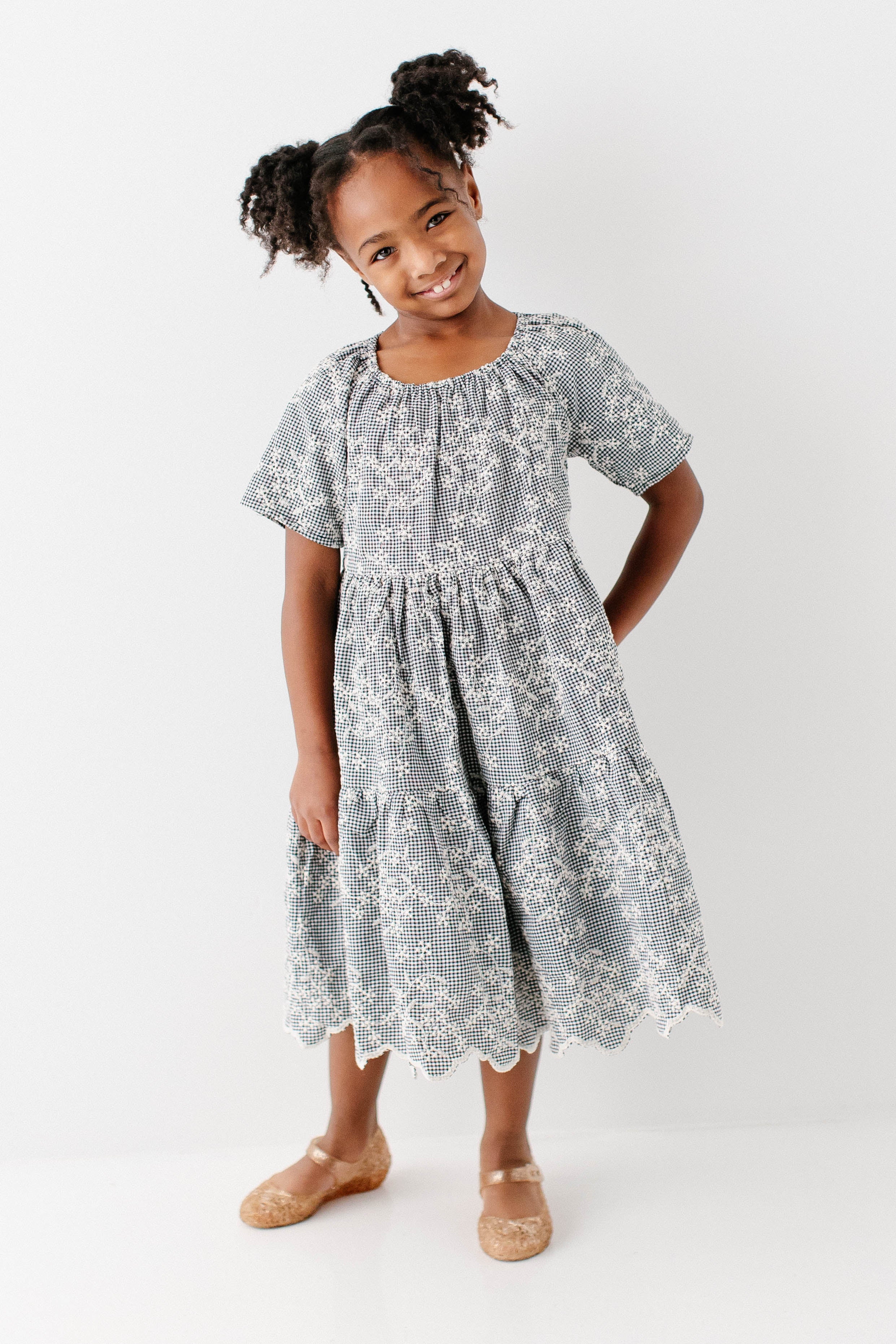 Georgia Girl Embroidered Floral Gingham Dress - Image 5