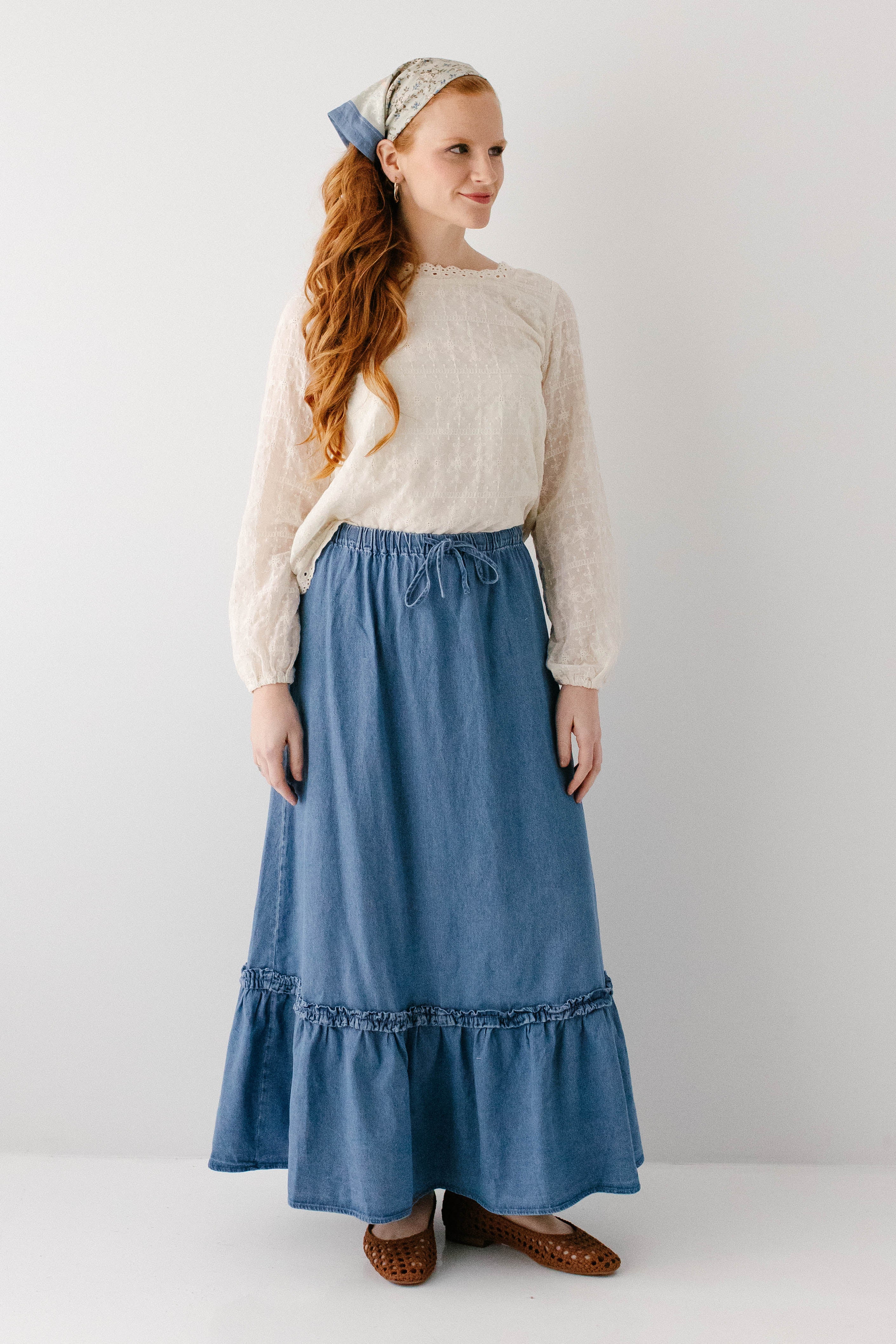 Glenn Ruffle Hem Denim Maxi Skirt - Image 3