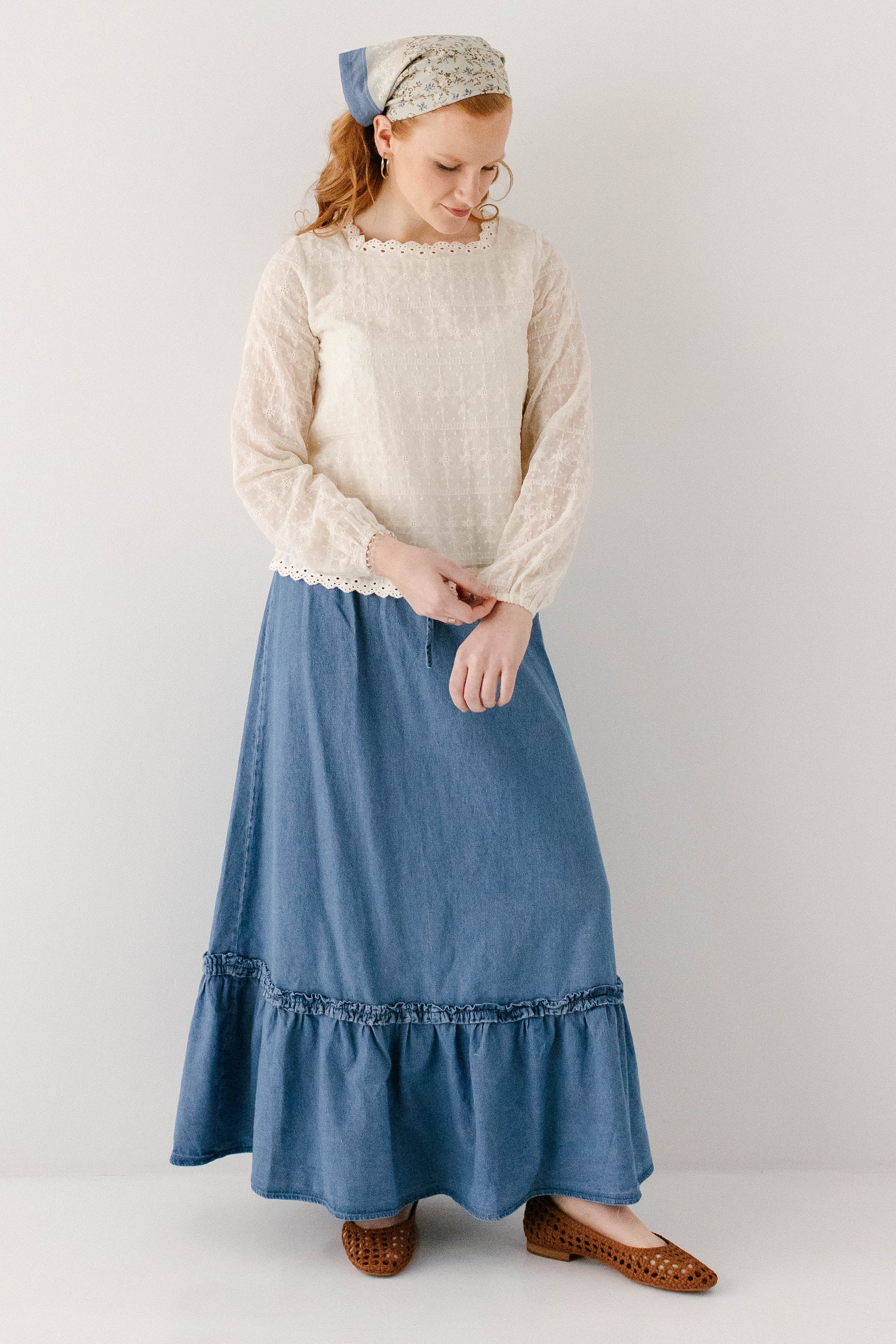 Glenn Ruffle Hem Denim Maxi Skirt - Image 5