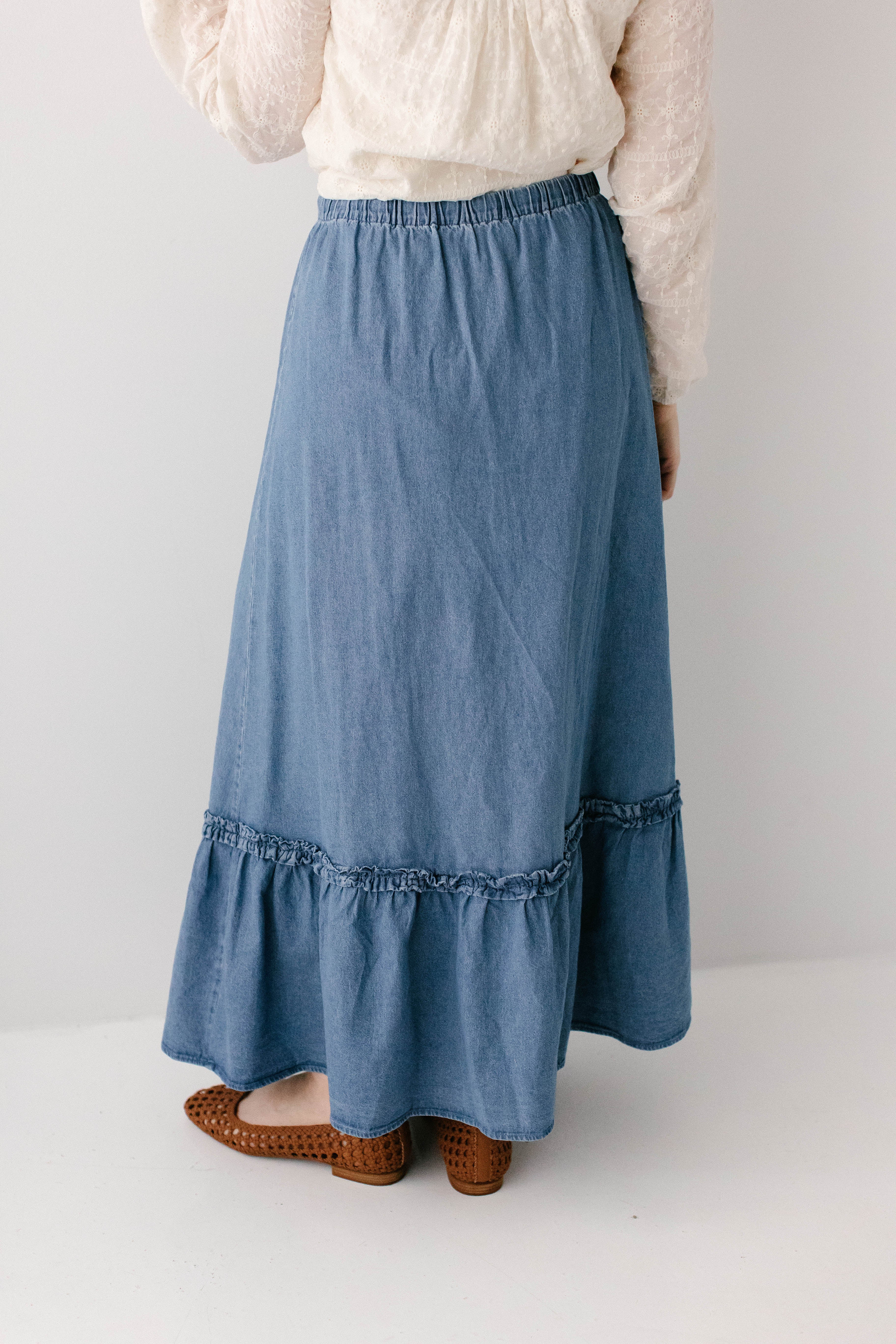 Glenn Ruffle Hem Denim Maxi Skirt - Image 6