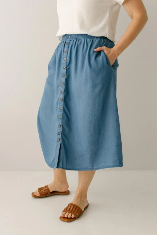 Greta Chambray Midi Skirt - Image 3