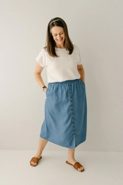 Greta Chambray Midi Skirt - Image 4