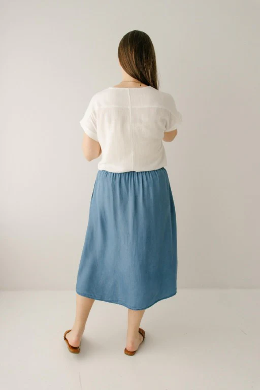 Greta Chambray Midi Skirt - Image 5
