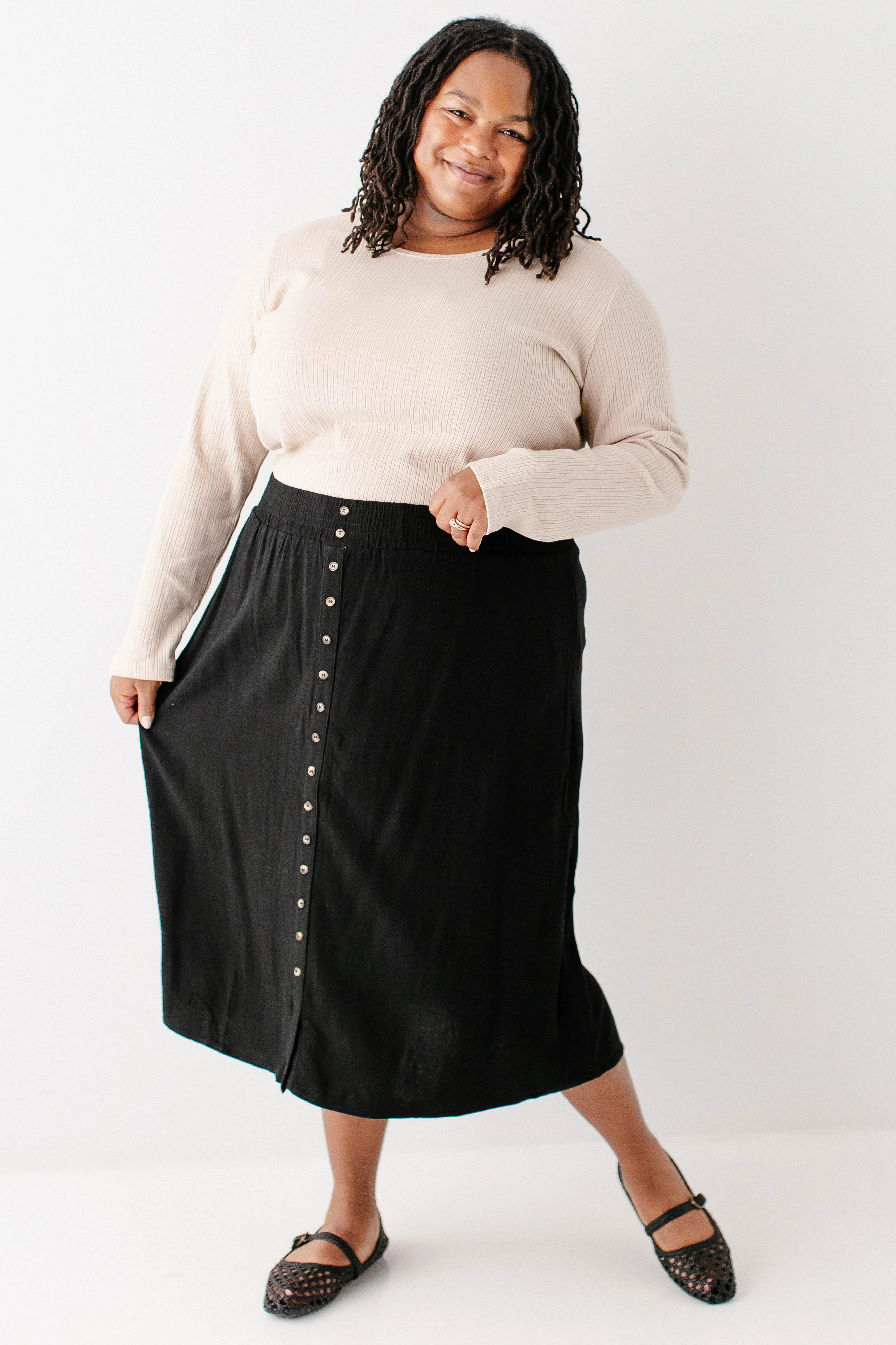 Greta Linen Blend Midi Skirt FINAL SALE - Image 3