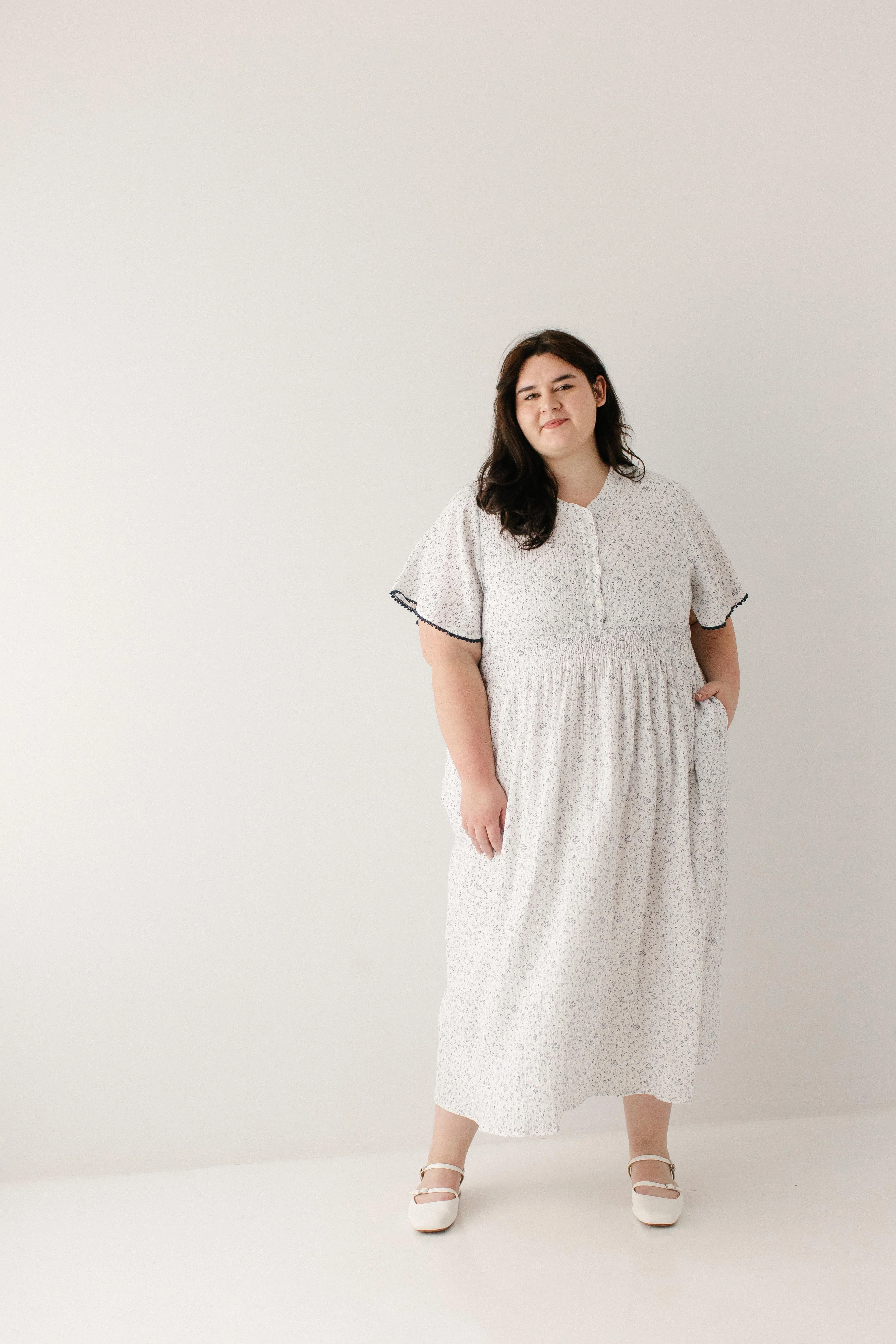 Hadassah Blue Floral Gauze Midi Dress - Image 10