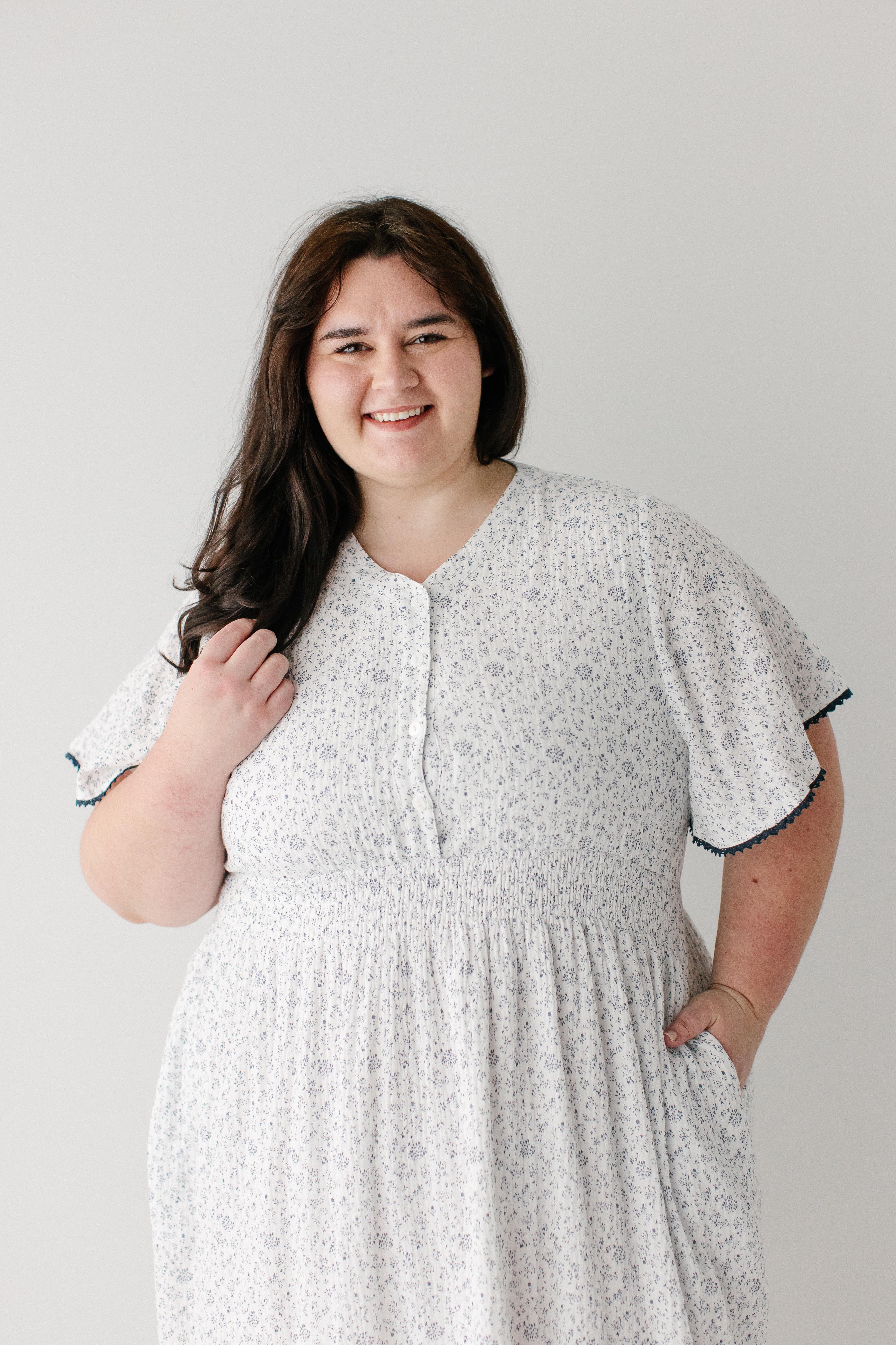 Hadassah Blue Floral Gauze Midi Dress - Image 11