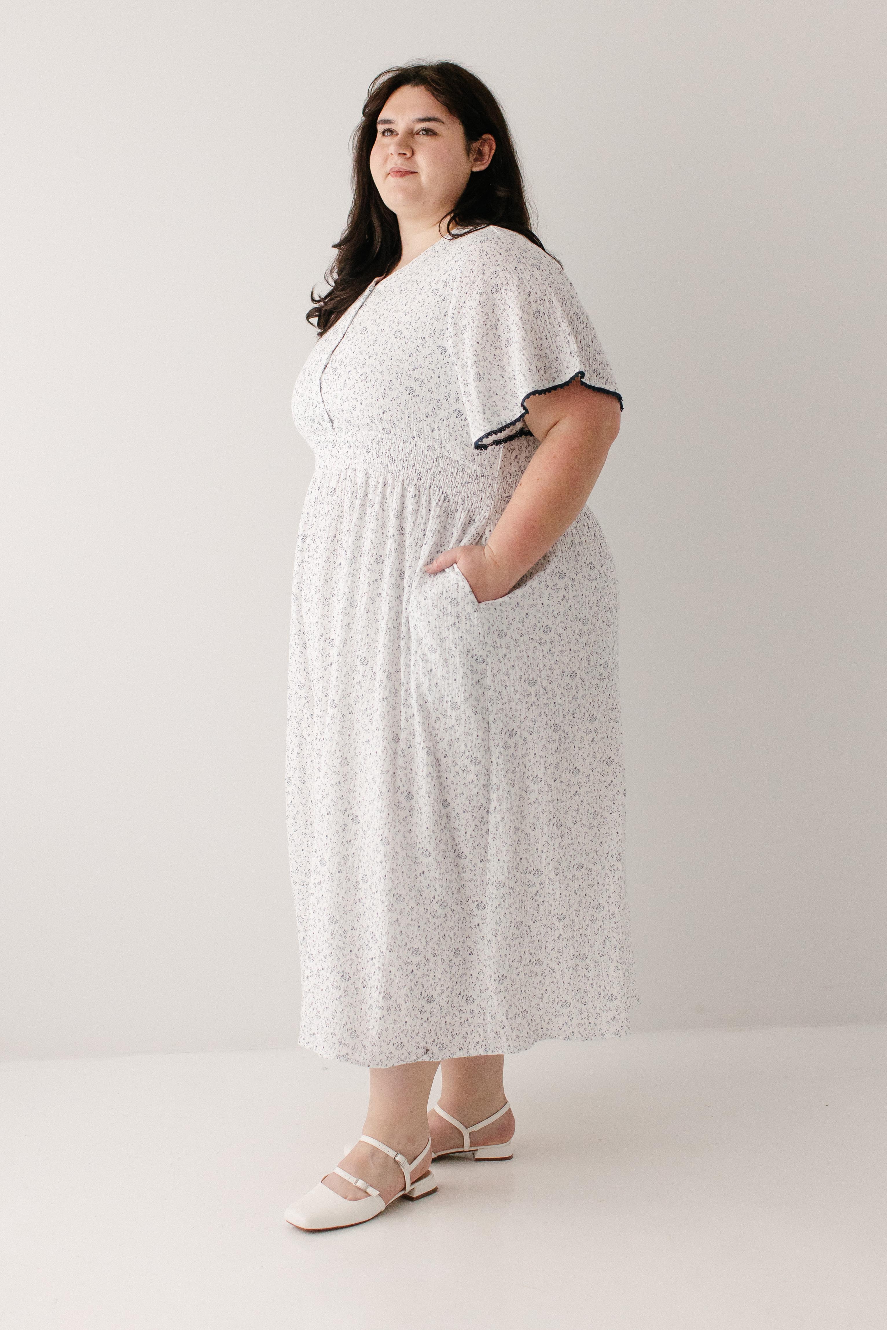 Hadassah Blue Floral Gauze Midi Dress - Image 13