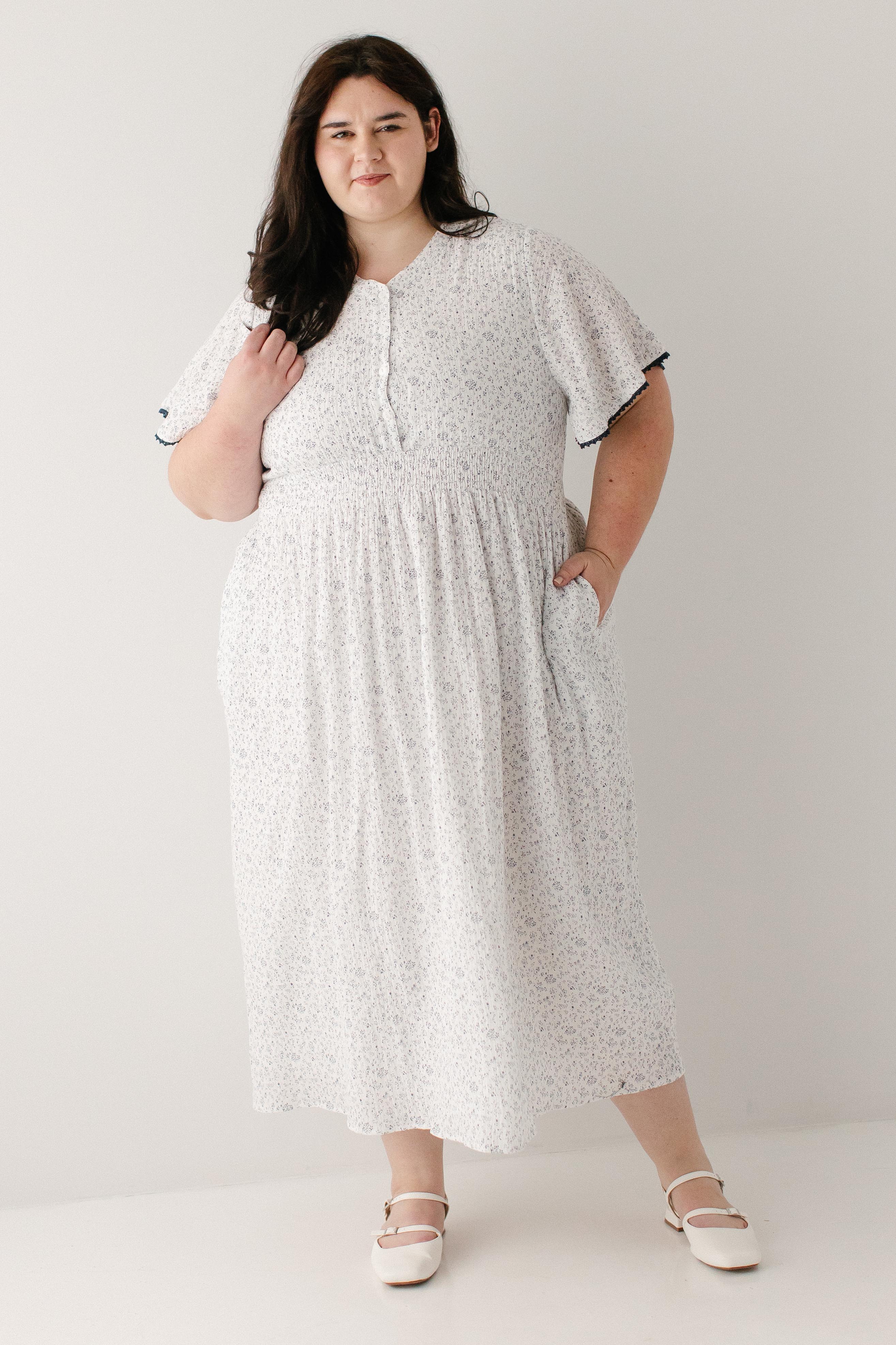 Hadassah Blue Floral Gauze Midi Dress - Image 2