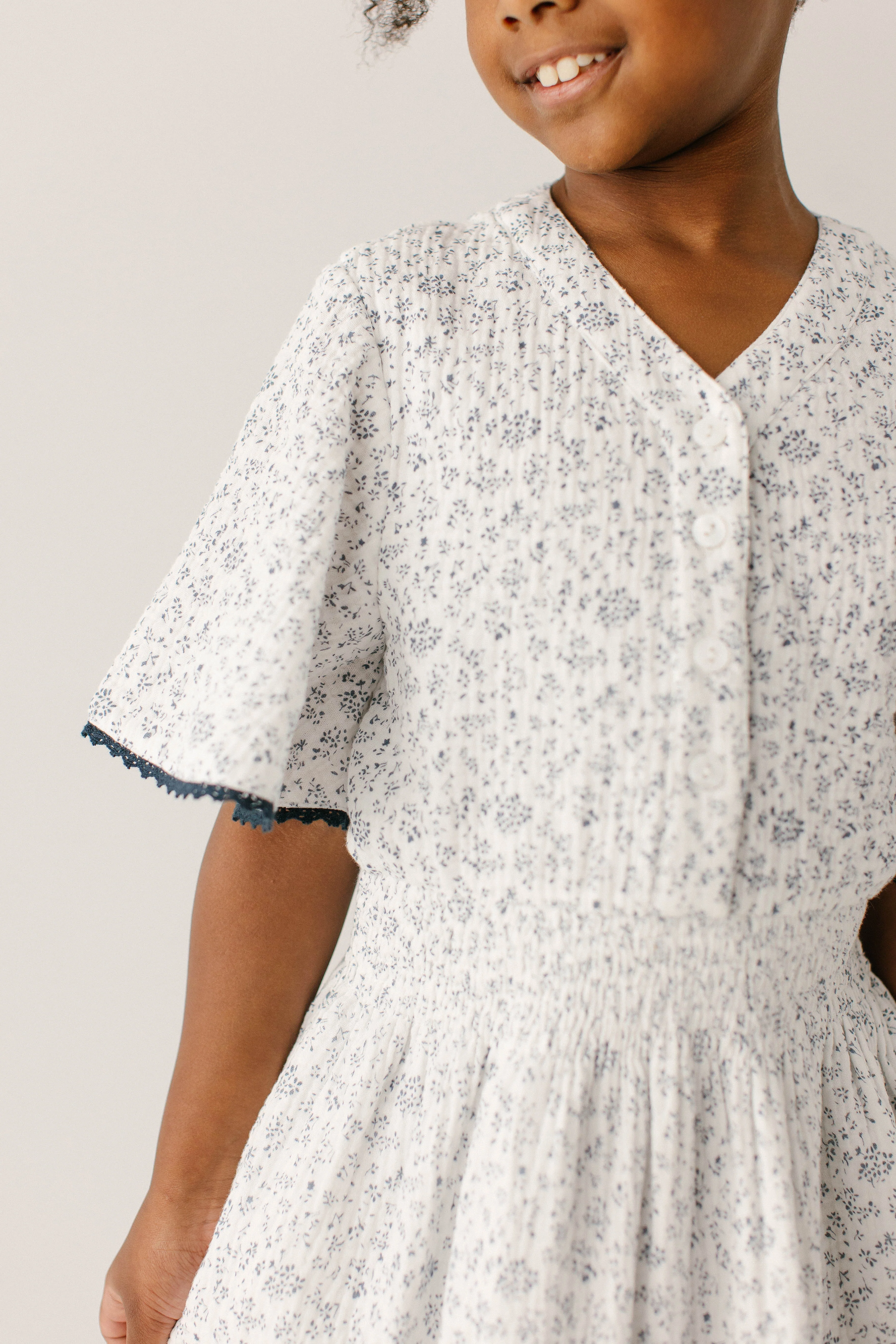 Hadassah Girl Blue Floral Gauze Dress - Image 2