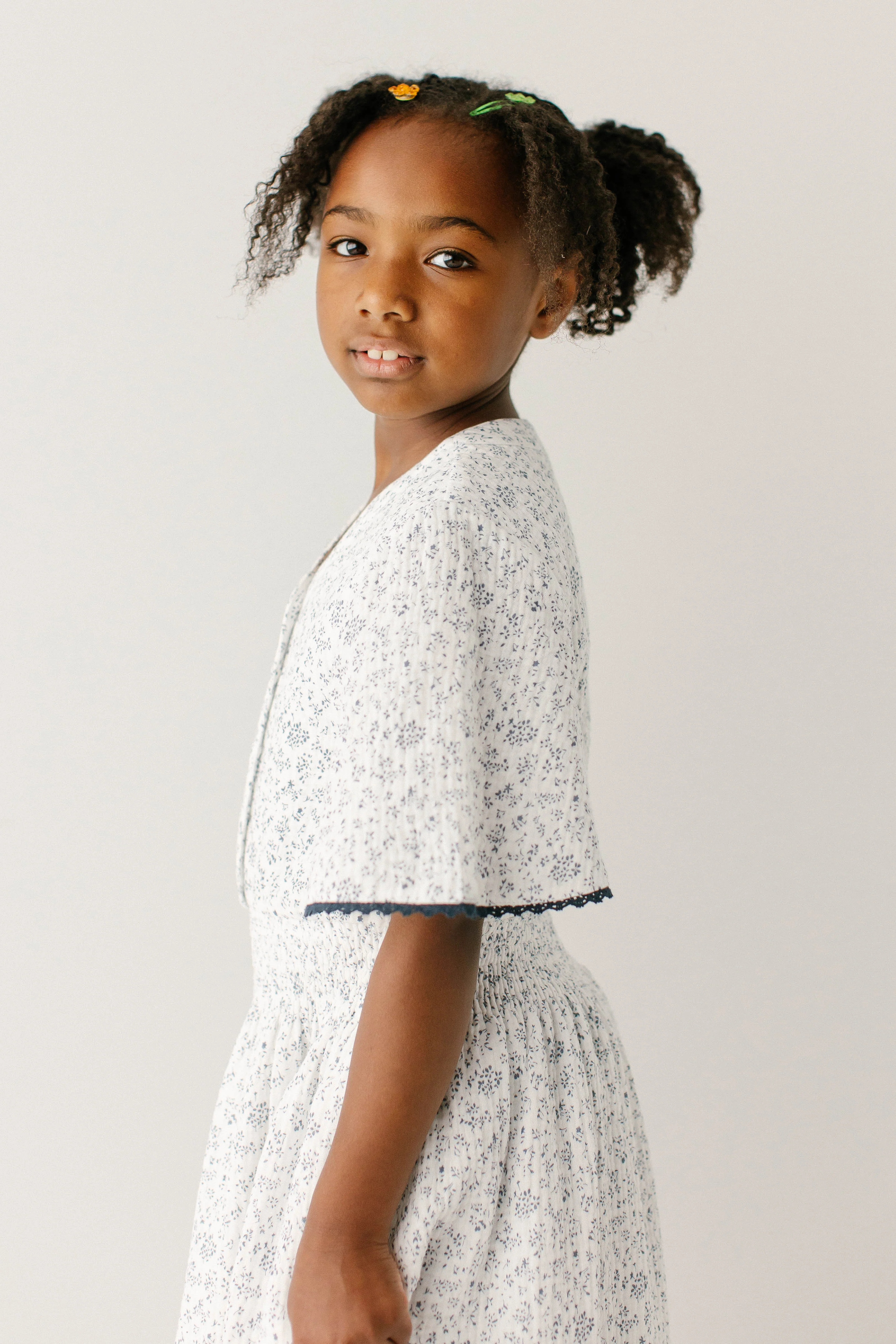 Hadassah Girl Blue Floral Gauze Dress - Image 3