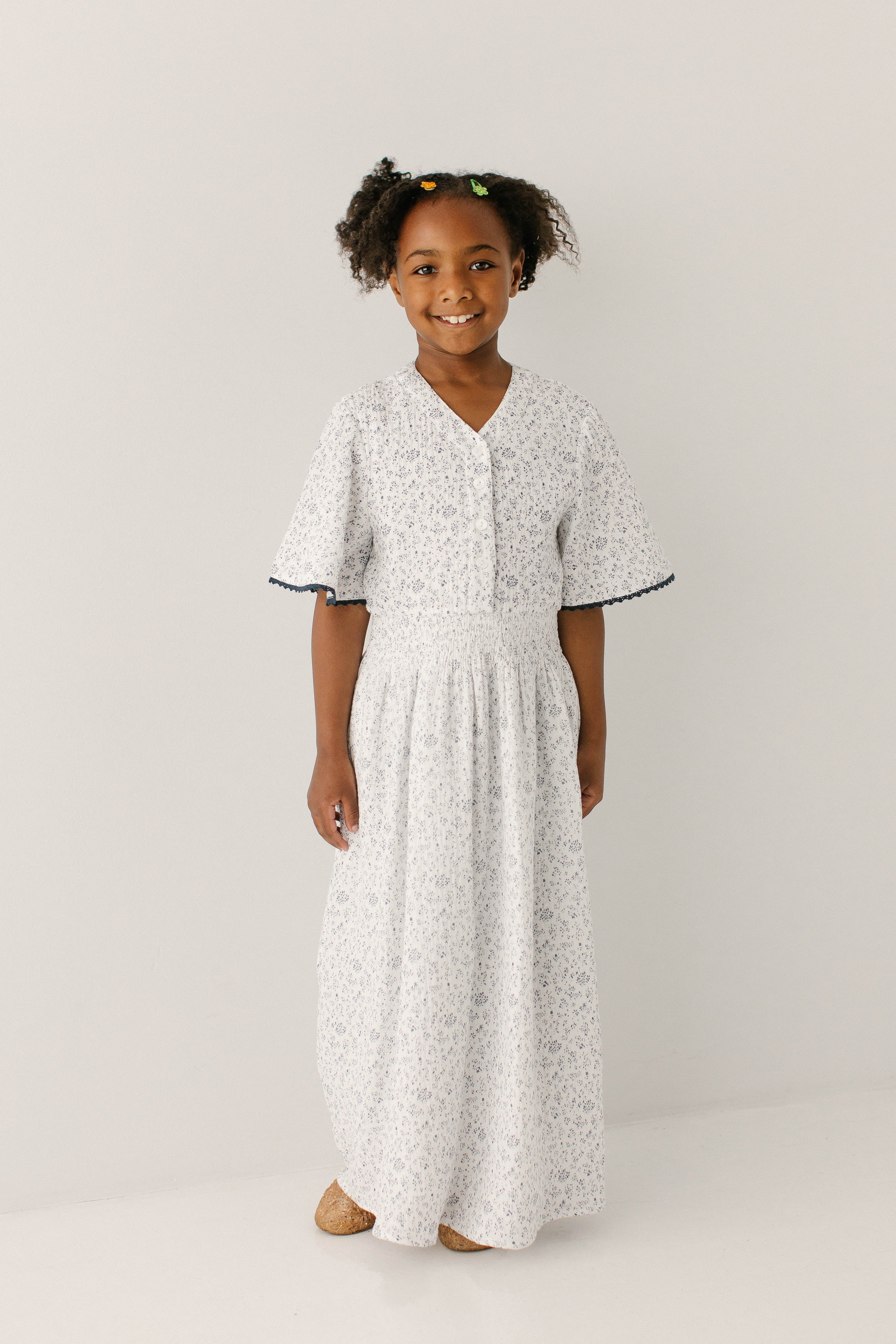 Hadassah Girl Blue Floral Gauze Dress - Image 4