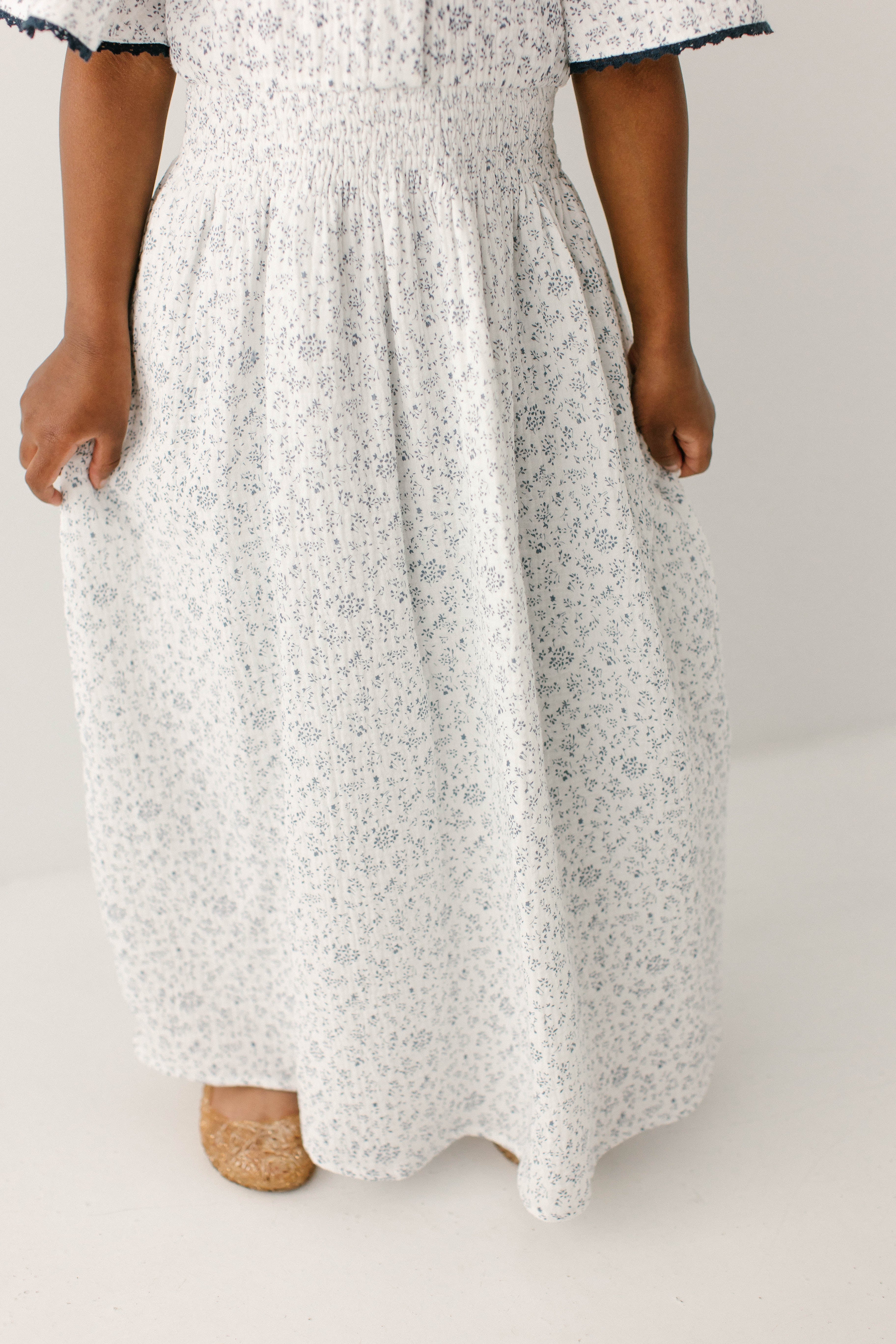Hadassah Girl Blue Floral Gauze Dress - Image 6
