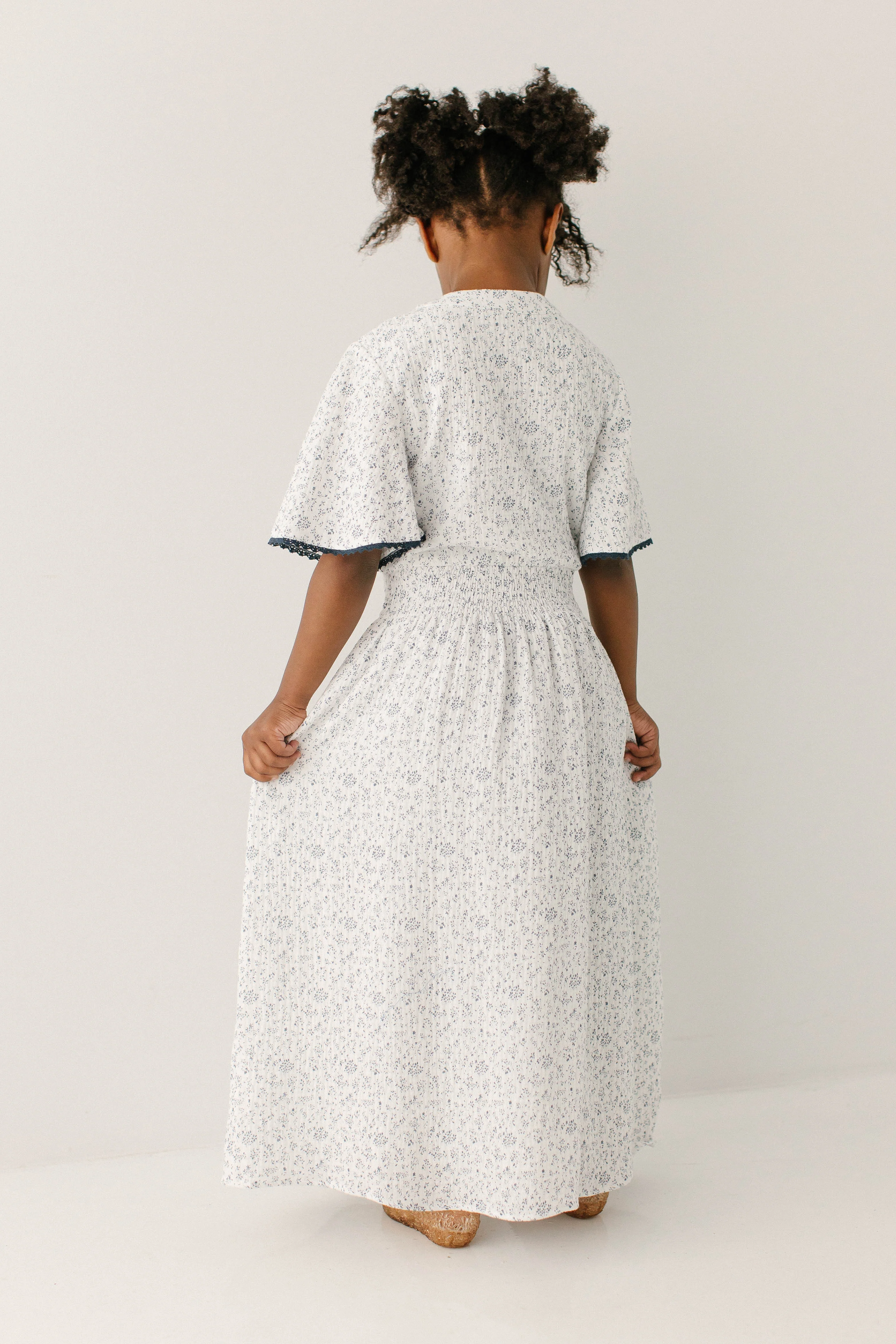 Hadassah Girl Blue Floral Gauze Dress - Image 7