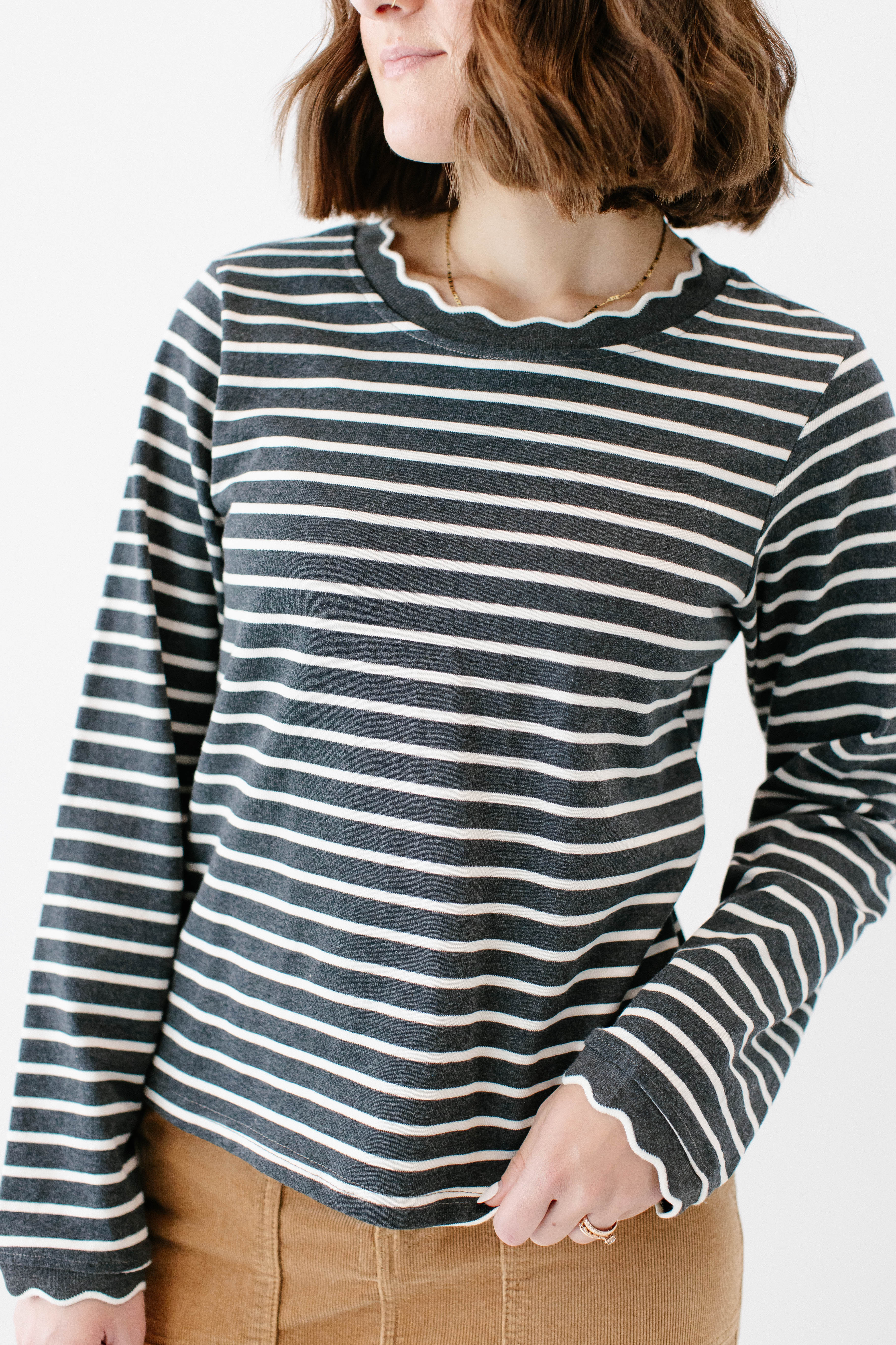 'Harlie' Scallop Edge Striped Top FINAL SALE - Image 2