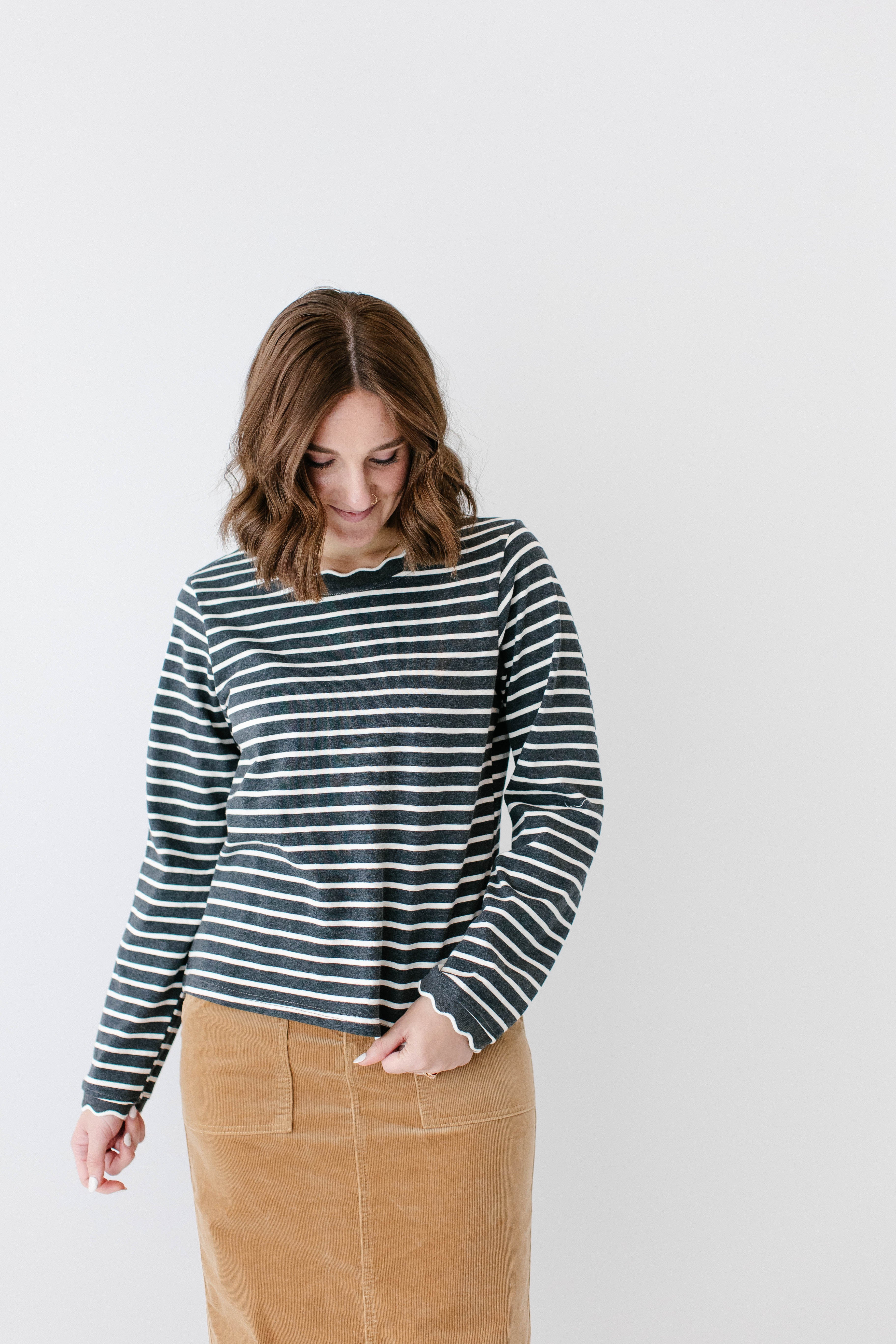 'Harlie' Scallop Edge Striped Top FINAL SALE - Image 3