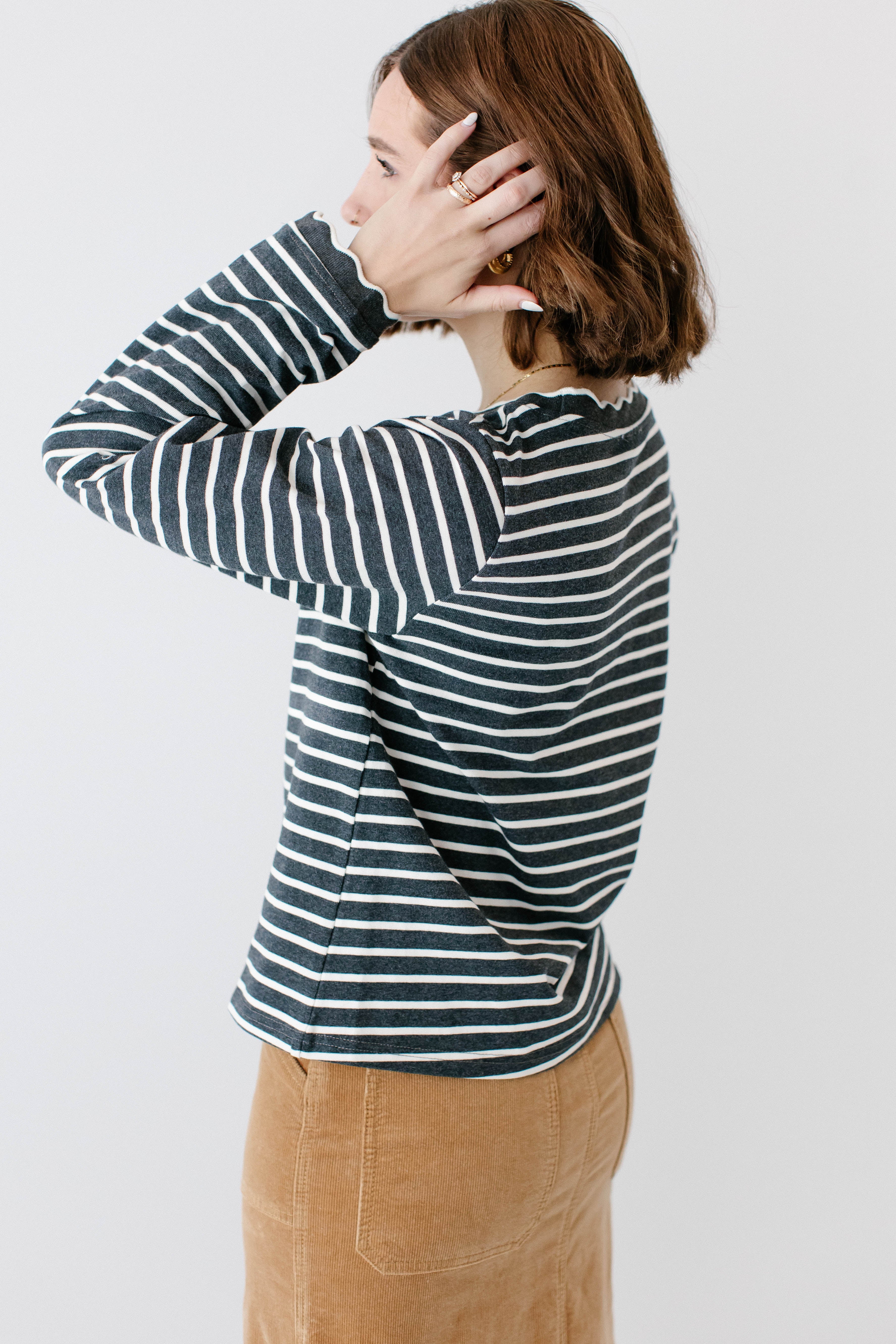'Harlie' Scallop Edge Striped Top FINAL SALE - Image 4