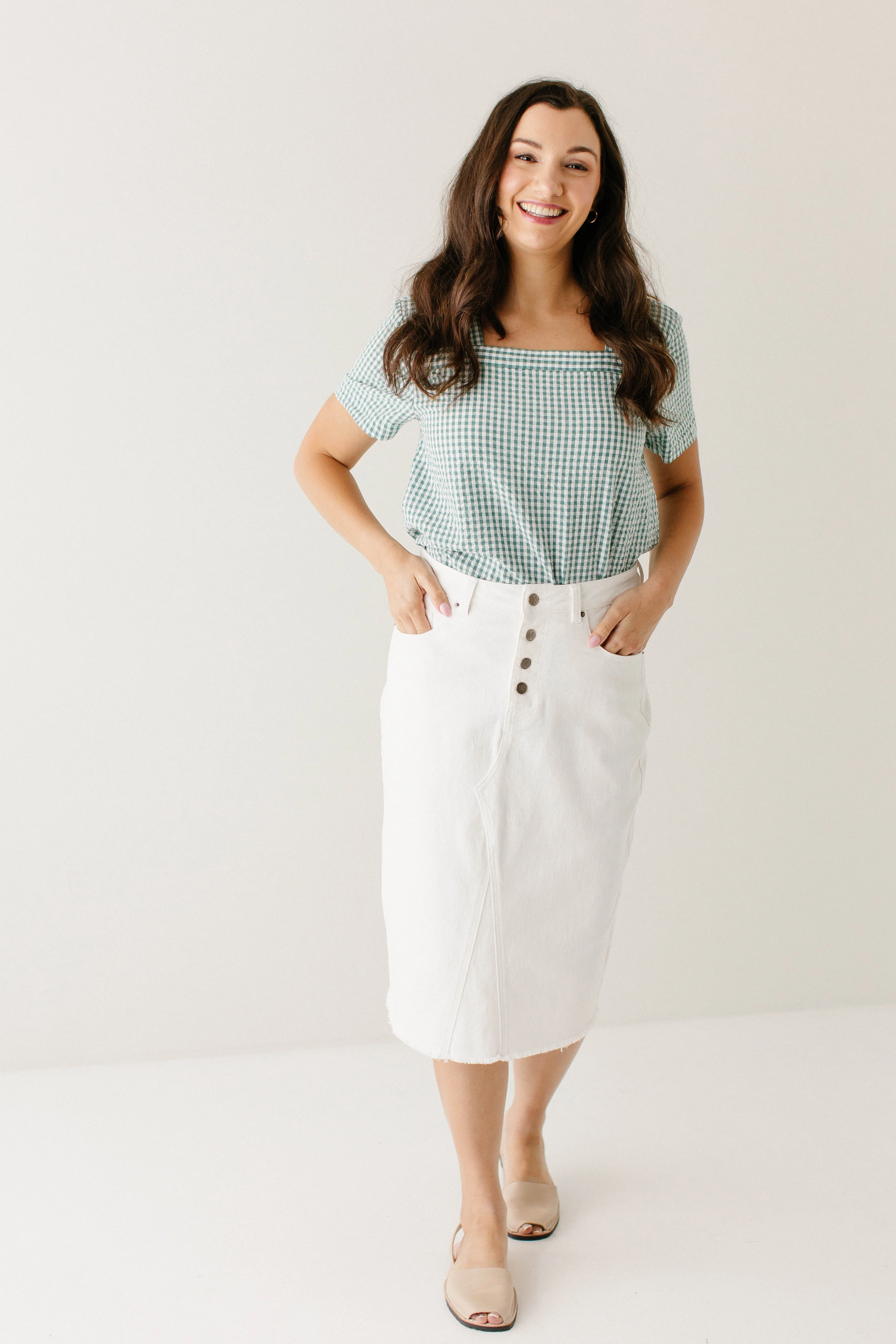 Haven Knee Length Stretch Denim Skirt FINAL SALE - Image 4