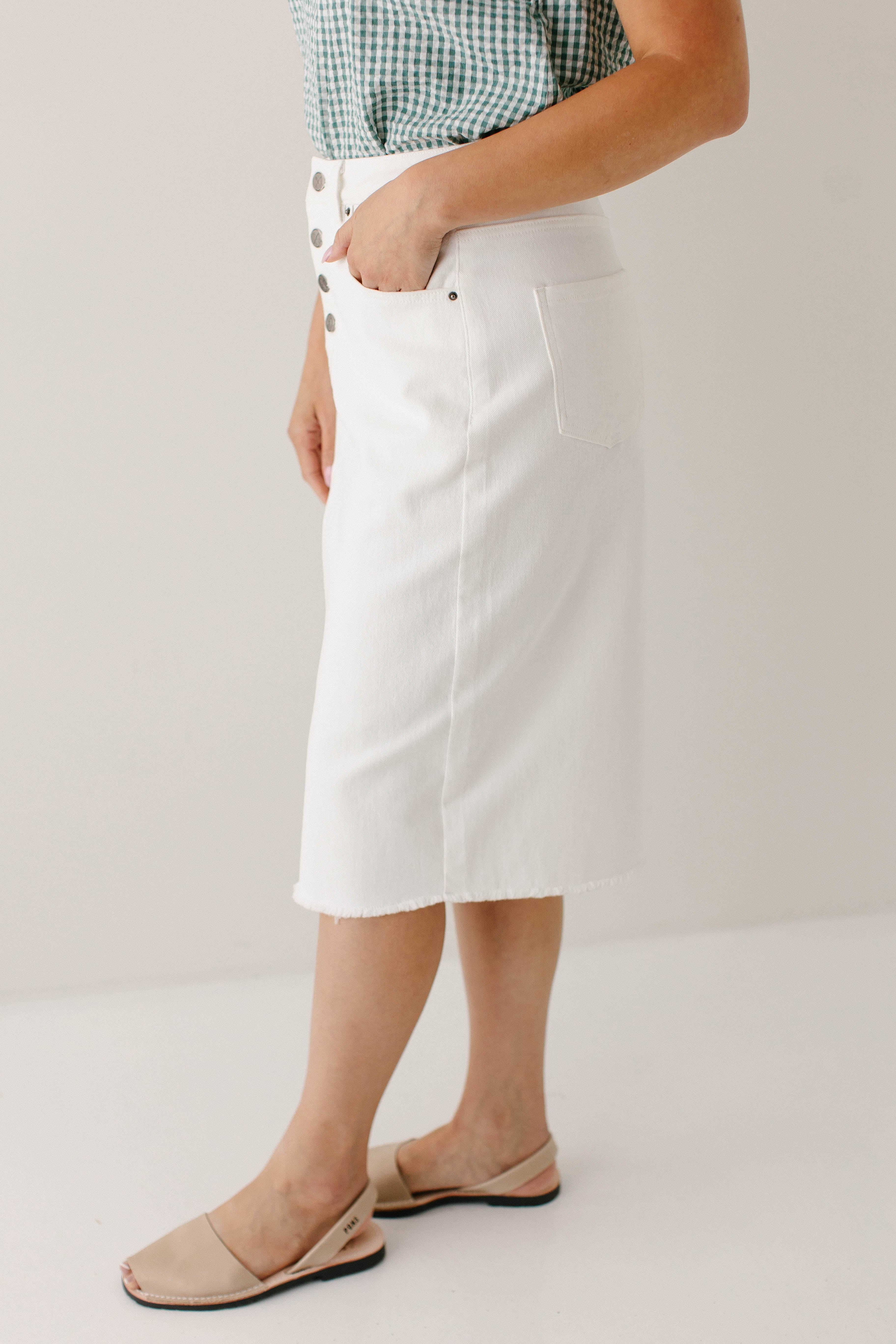 Haven Knee Length Stretch Denim Skirt FINAL SALE - Image 5