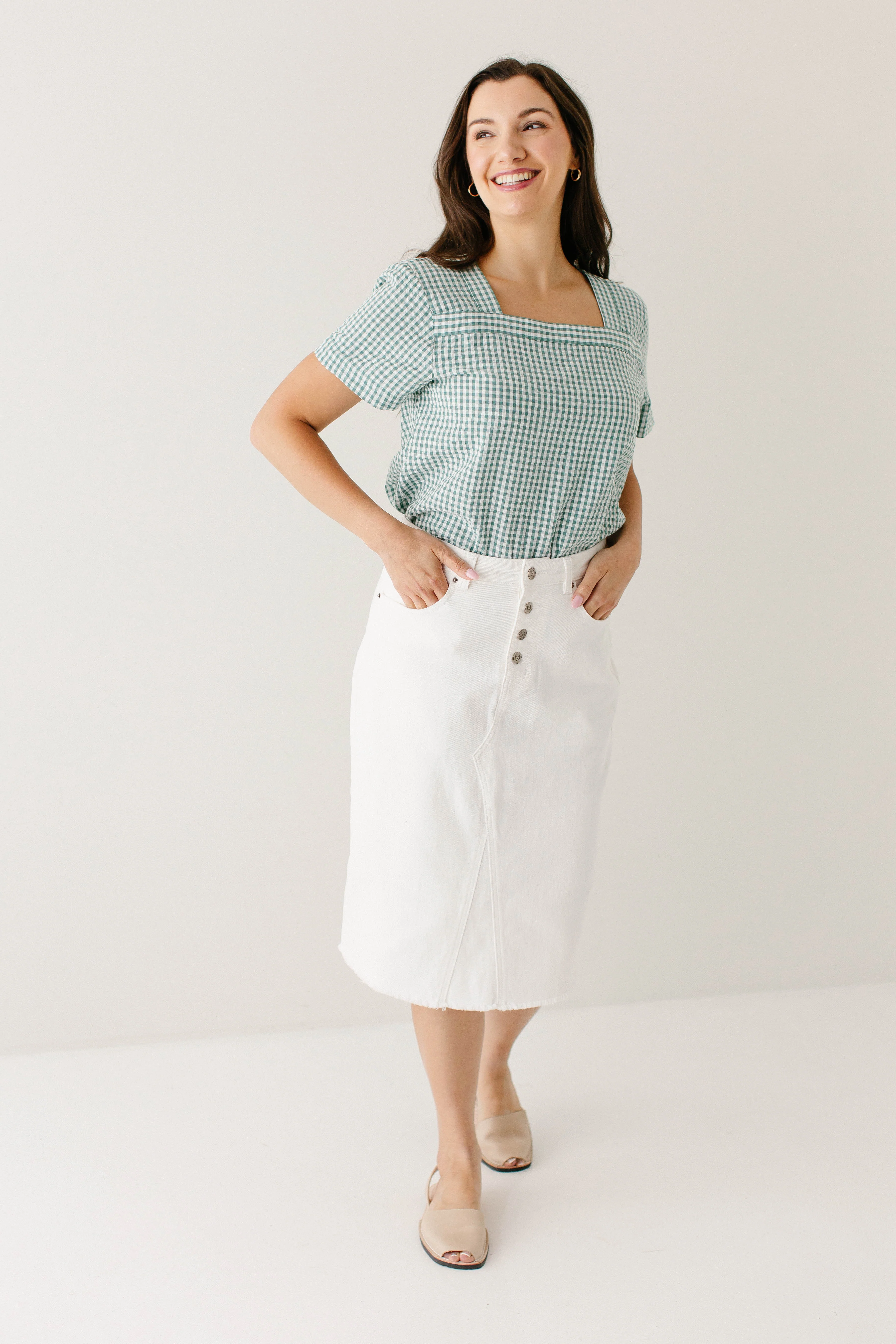 Haven Knee Length Stretch Denim Skirt FINAL SALE - Image 6