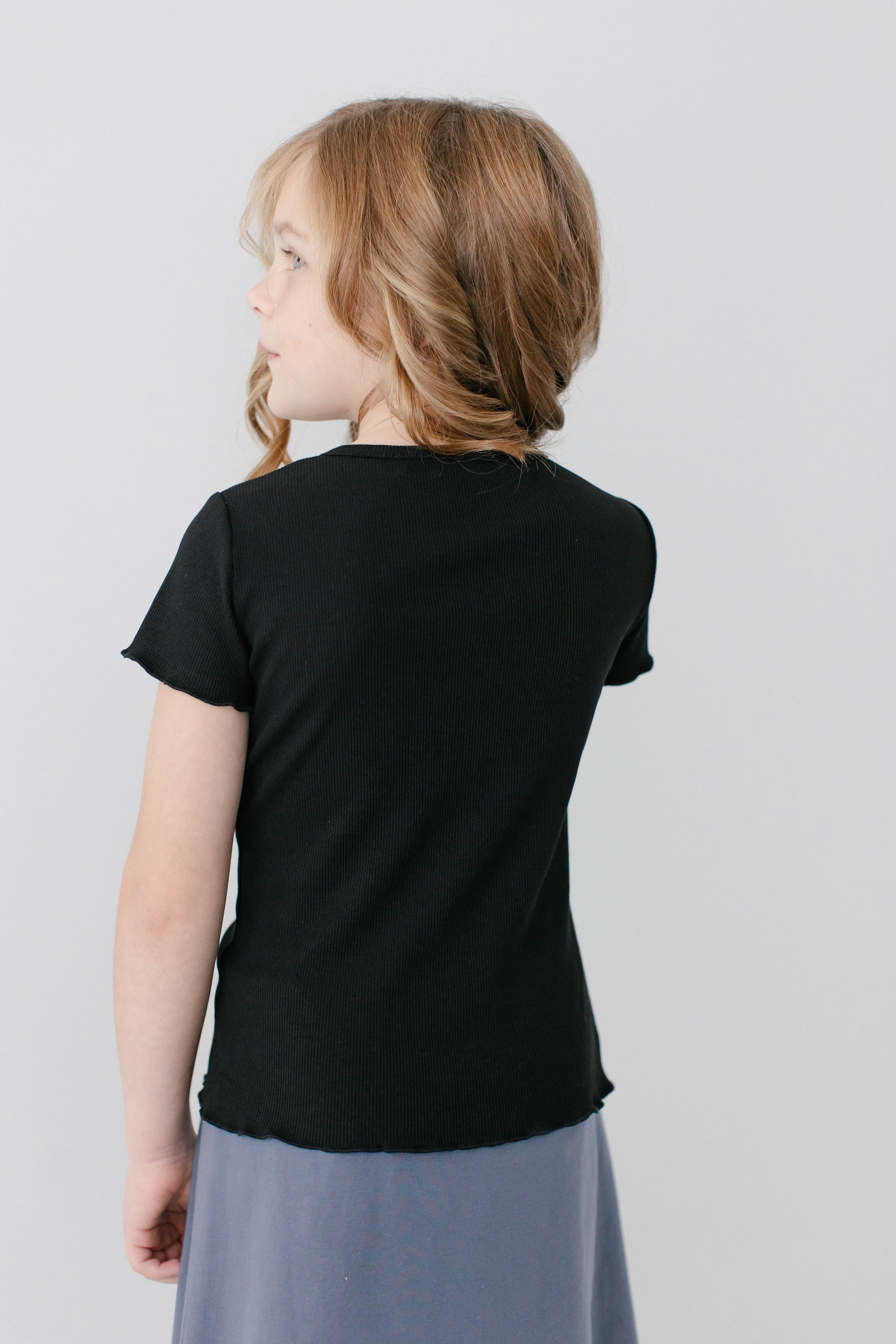 Hillary Girl Lettuce Hem Ribbed Top - Image 3