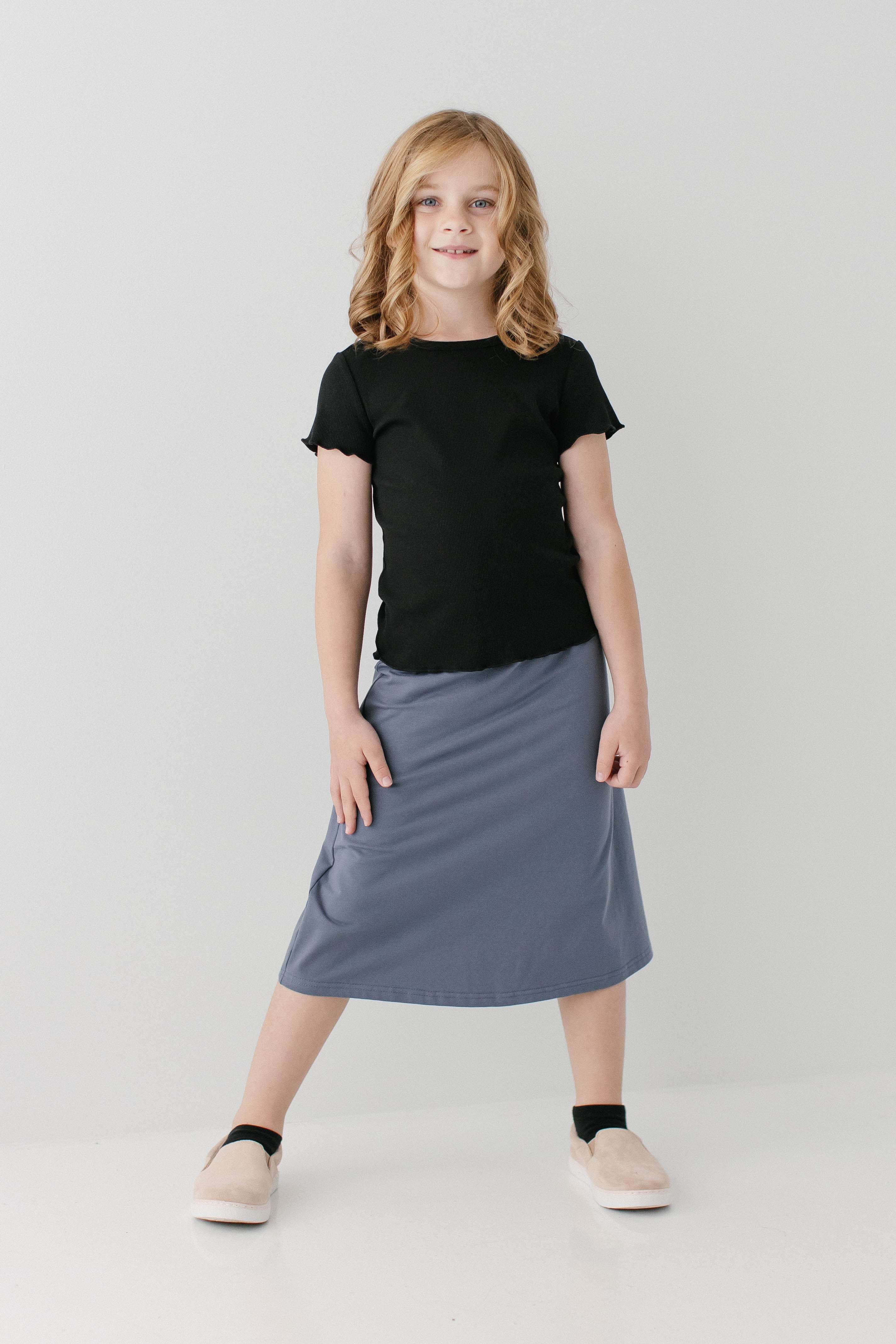 Hillary Girl Lettuce Hem Ribbed Top - Image 4