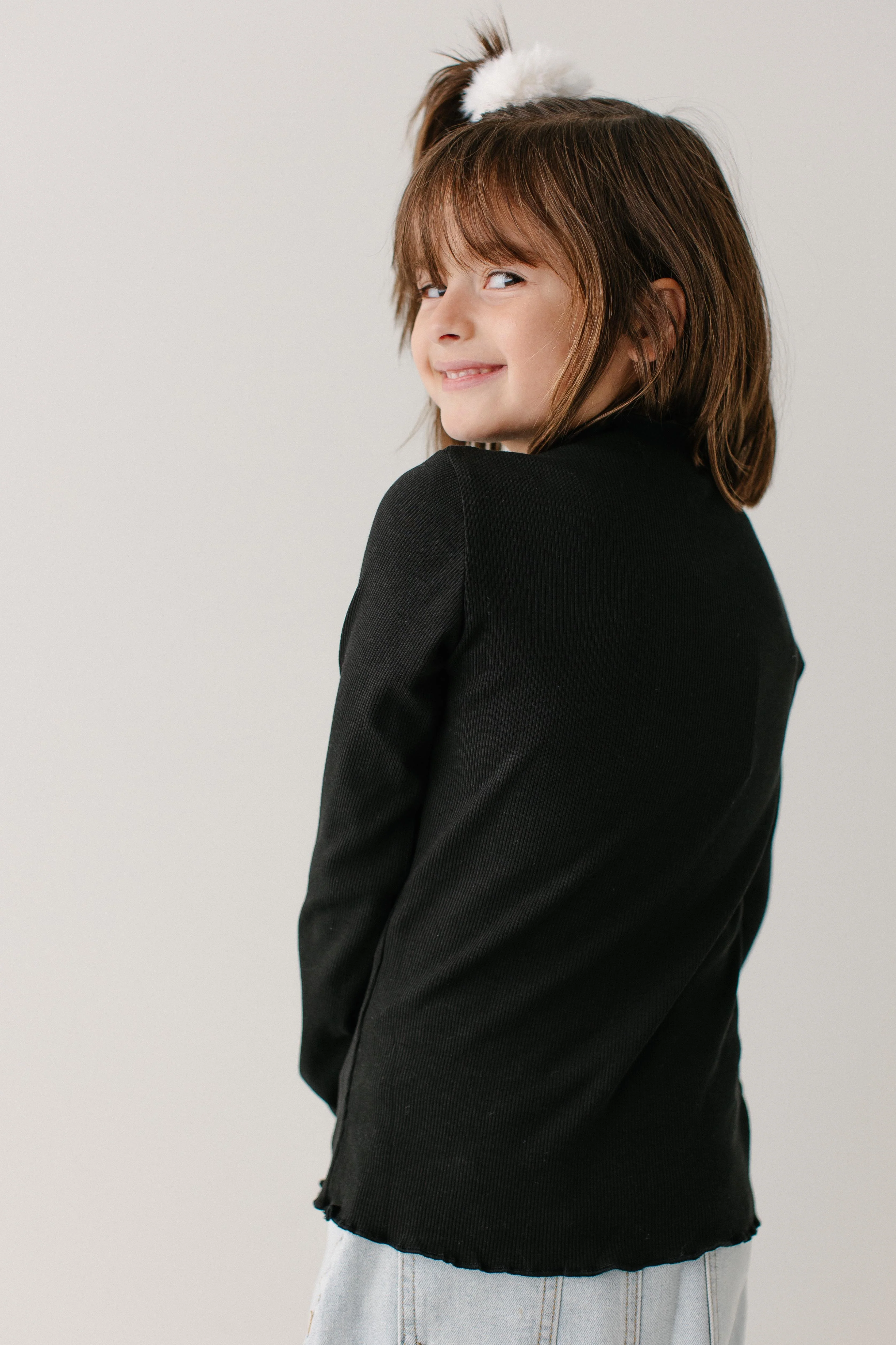 Hillary Girl Long Sleeve Lettuce Hem Ribbed Top FINAL SALE - Image 4