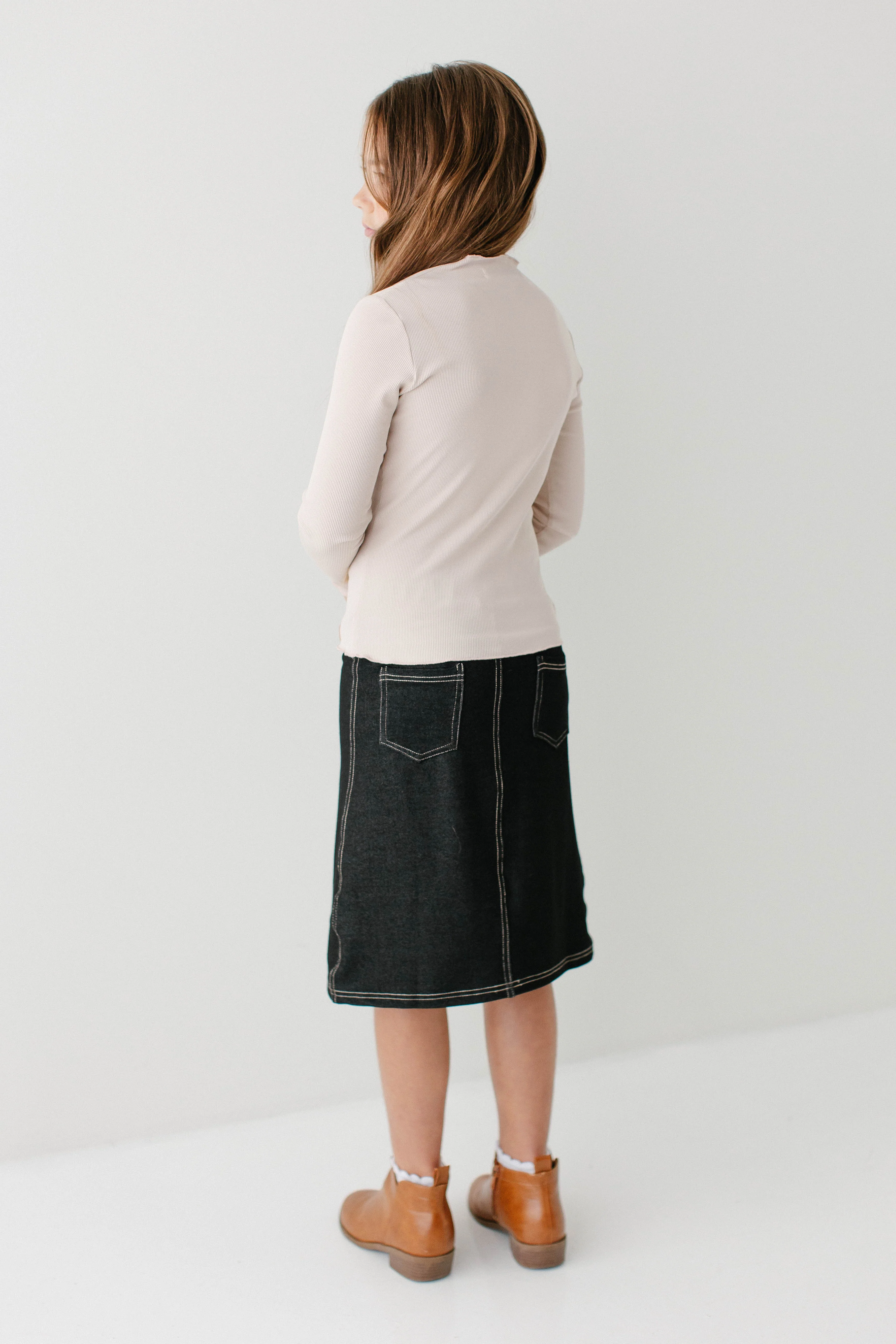 Hillary Girl Long Sleeve Lettuce Hem Ribbed Top FINAL SALE - Image 6