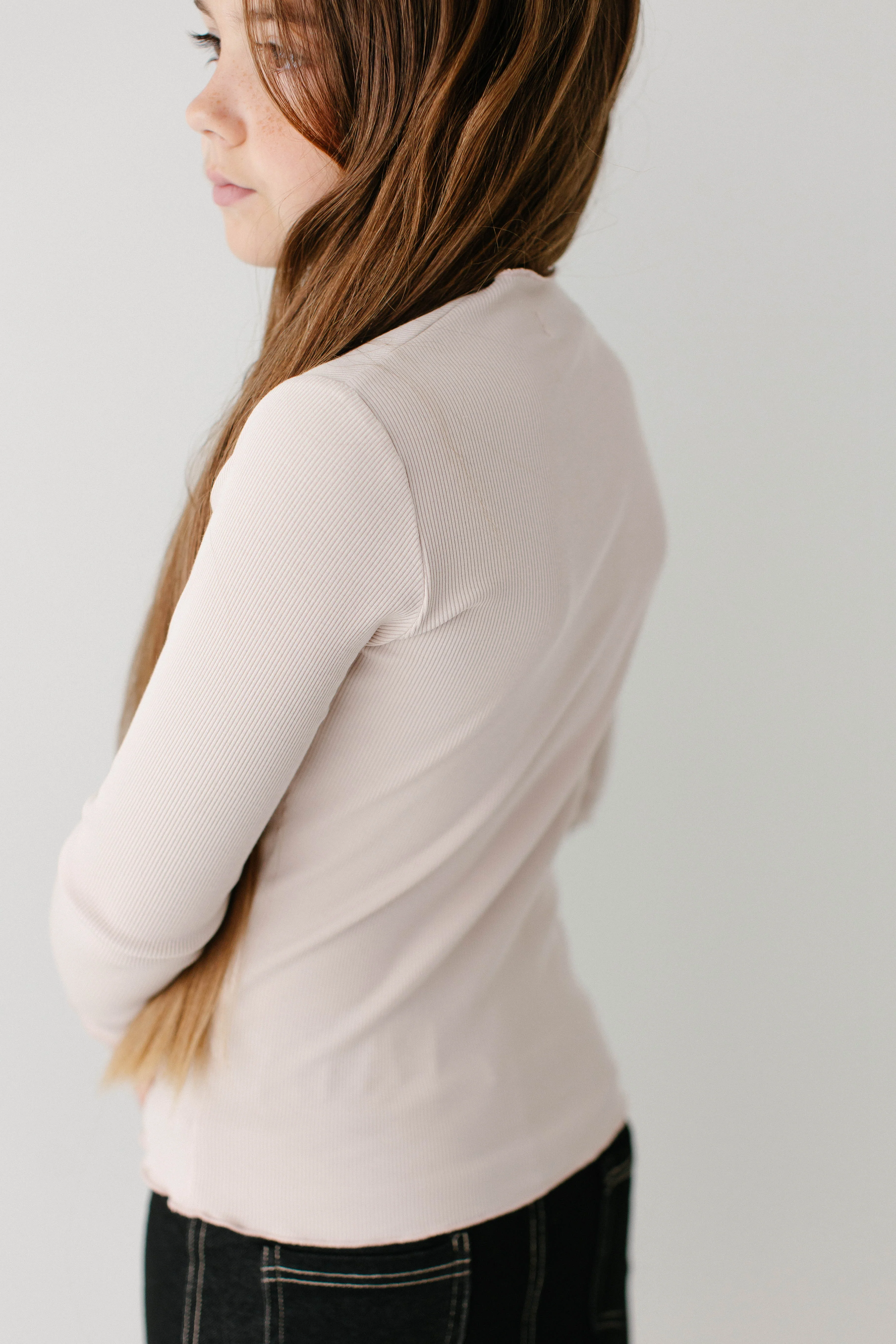 Hillary Girl Long Sleeve Lettuce Hem Ribbed Top FINAL SALE - Image 7