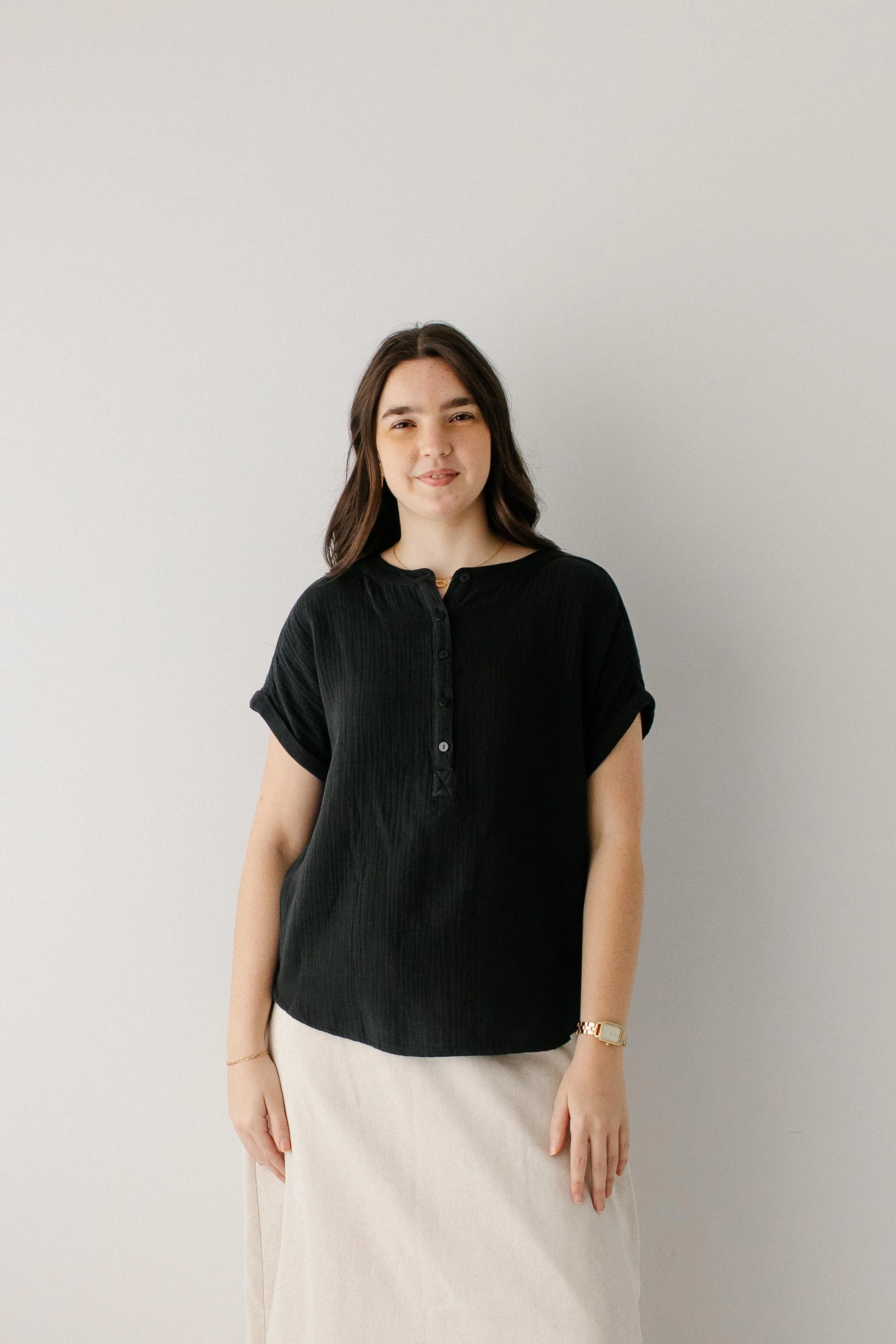 Ilsa Gauze Henley Top