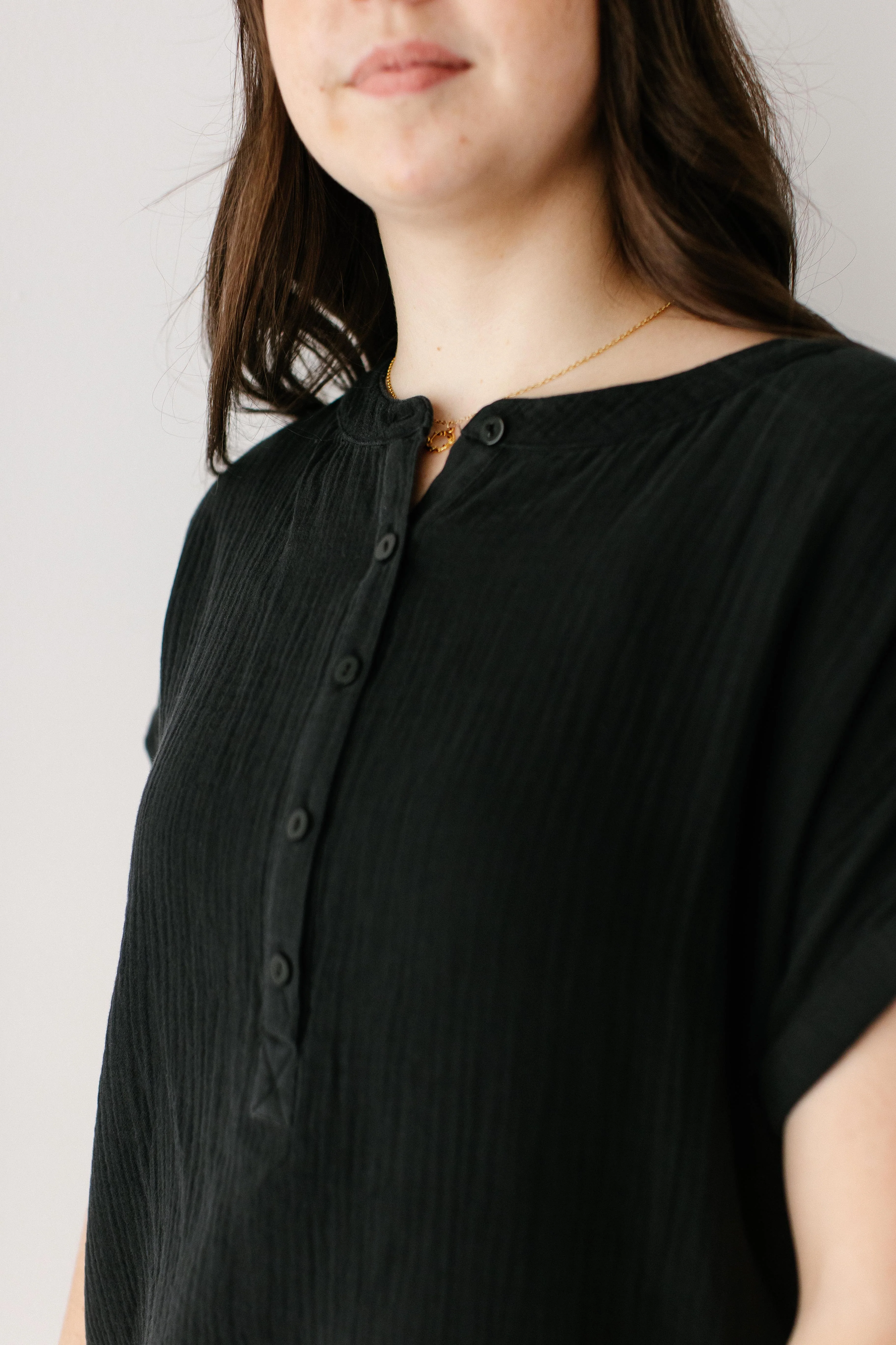 Ilsa Gauze Henley Top - Image 2
