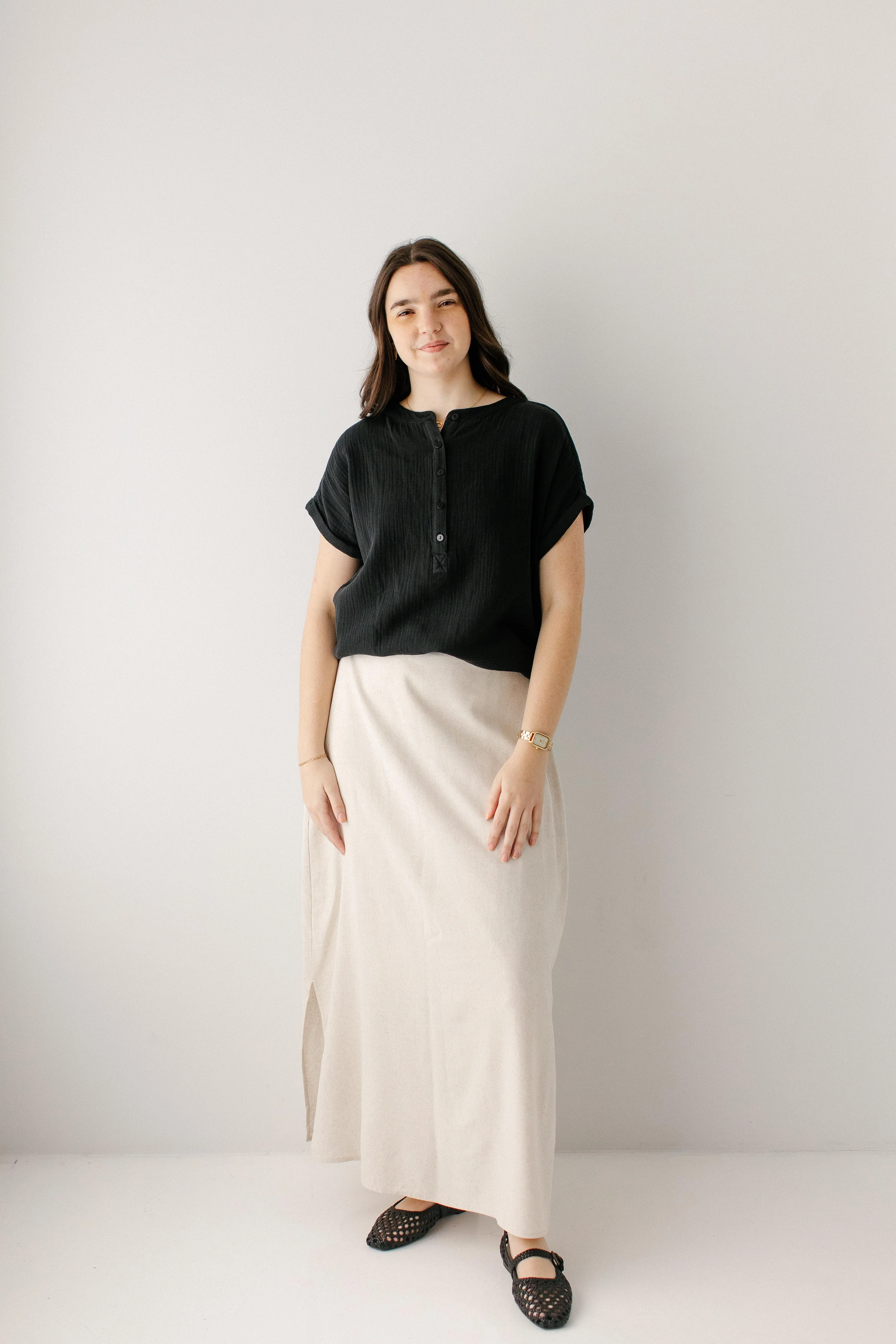 Ilsa Gauze Henley Top - Image 3