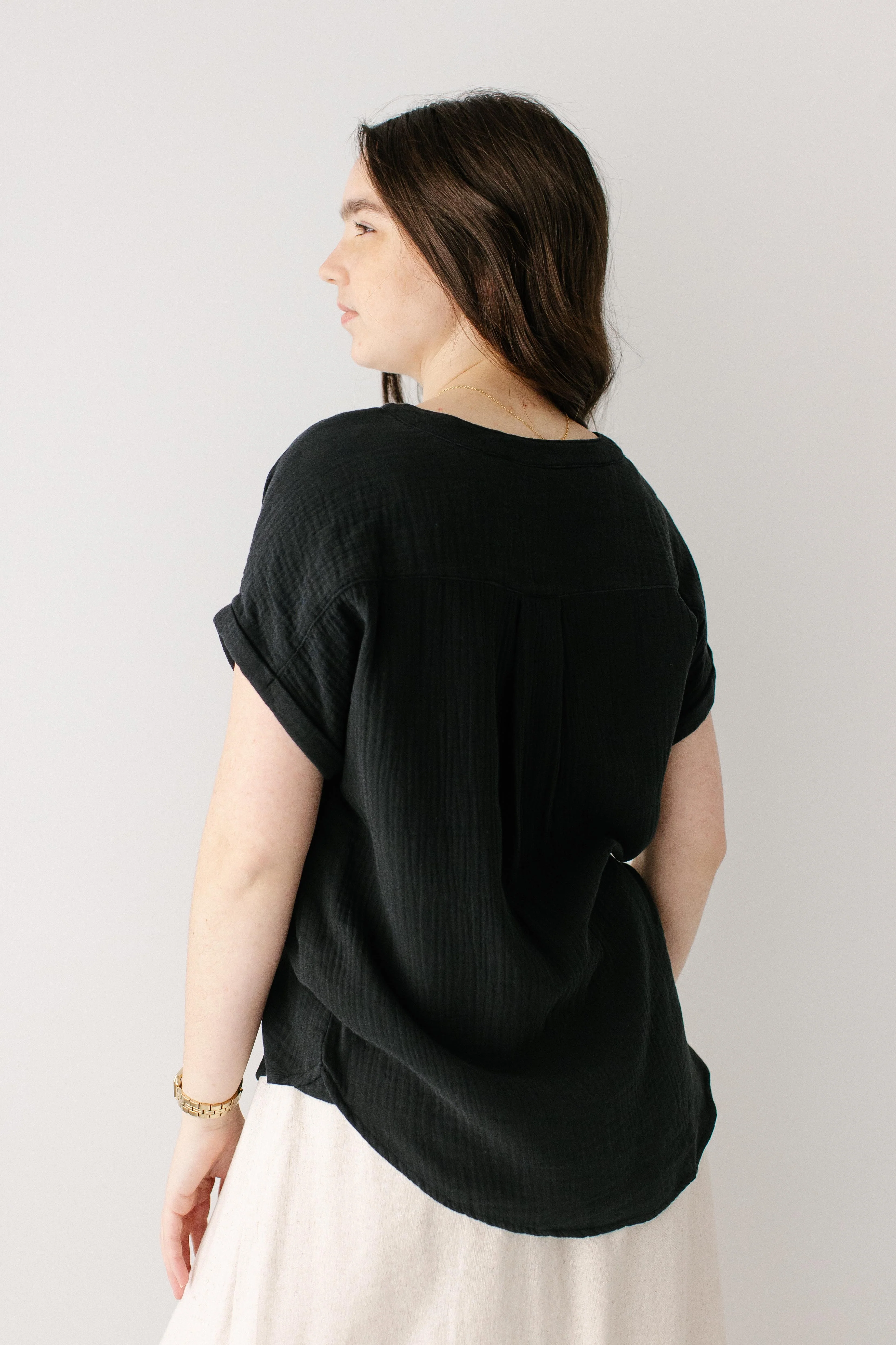 Ilsa Gauze Henley Top - Image 4