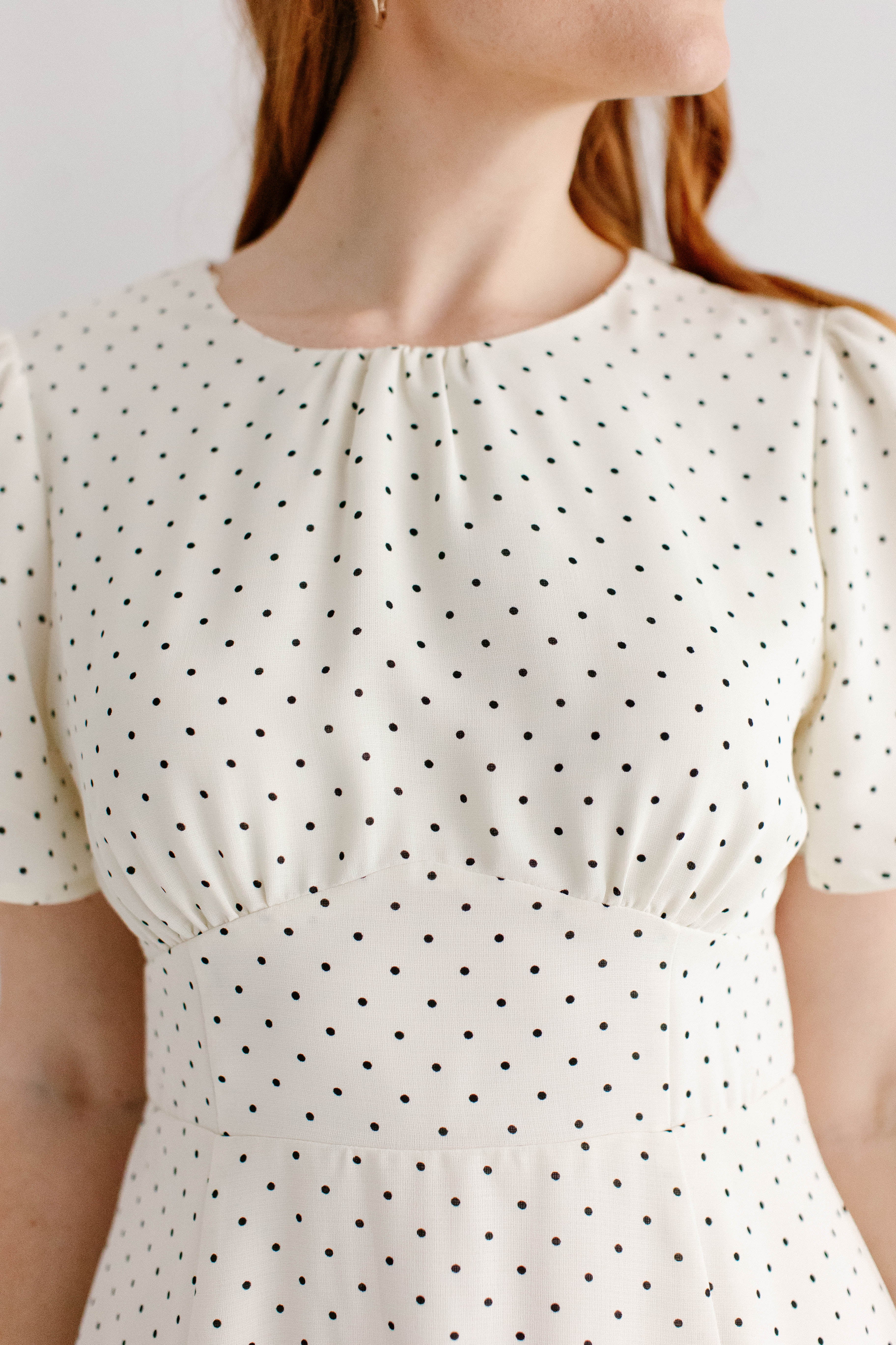 'Imogen' Polka Dot Godet Midi Dress - Image 2