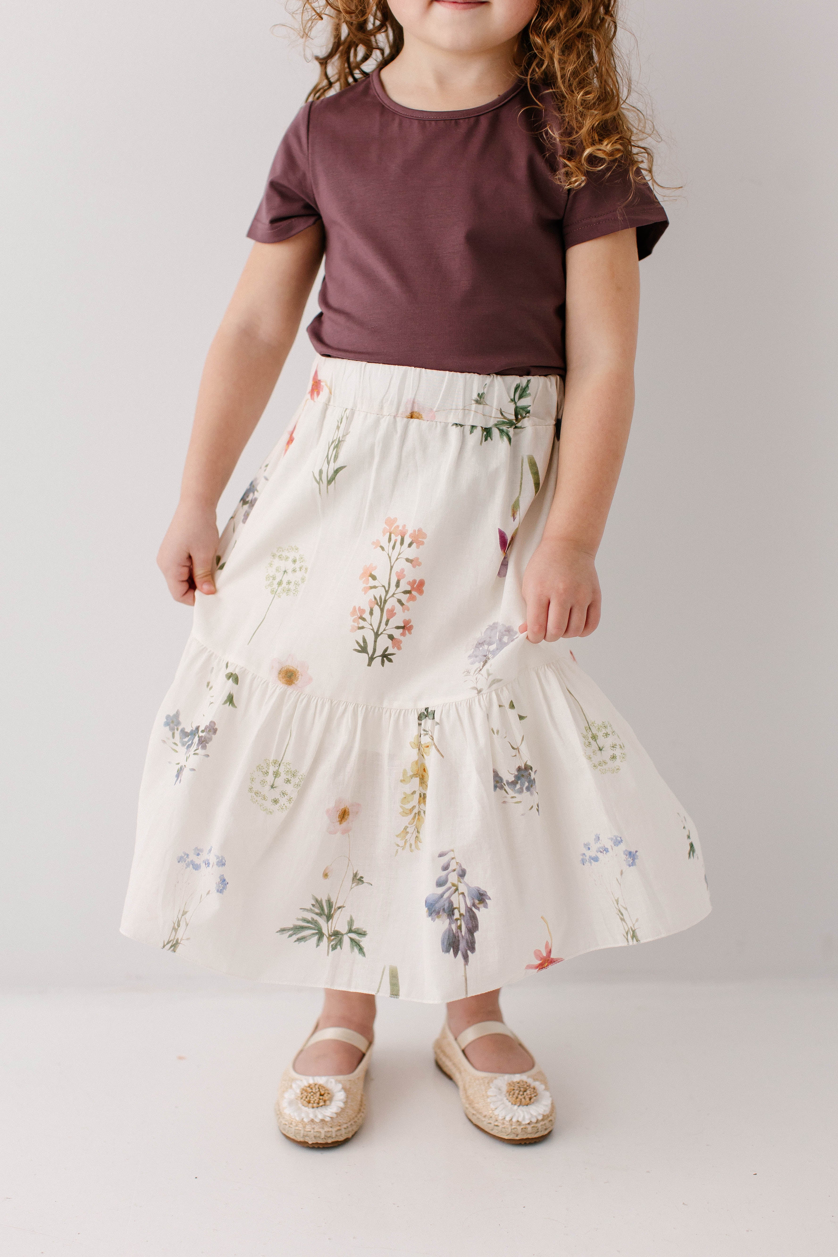 Iris Girl Garden Floral Midi Skirt FINAL SALE