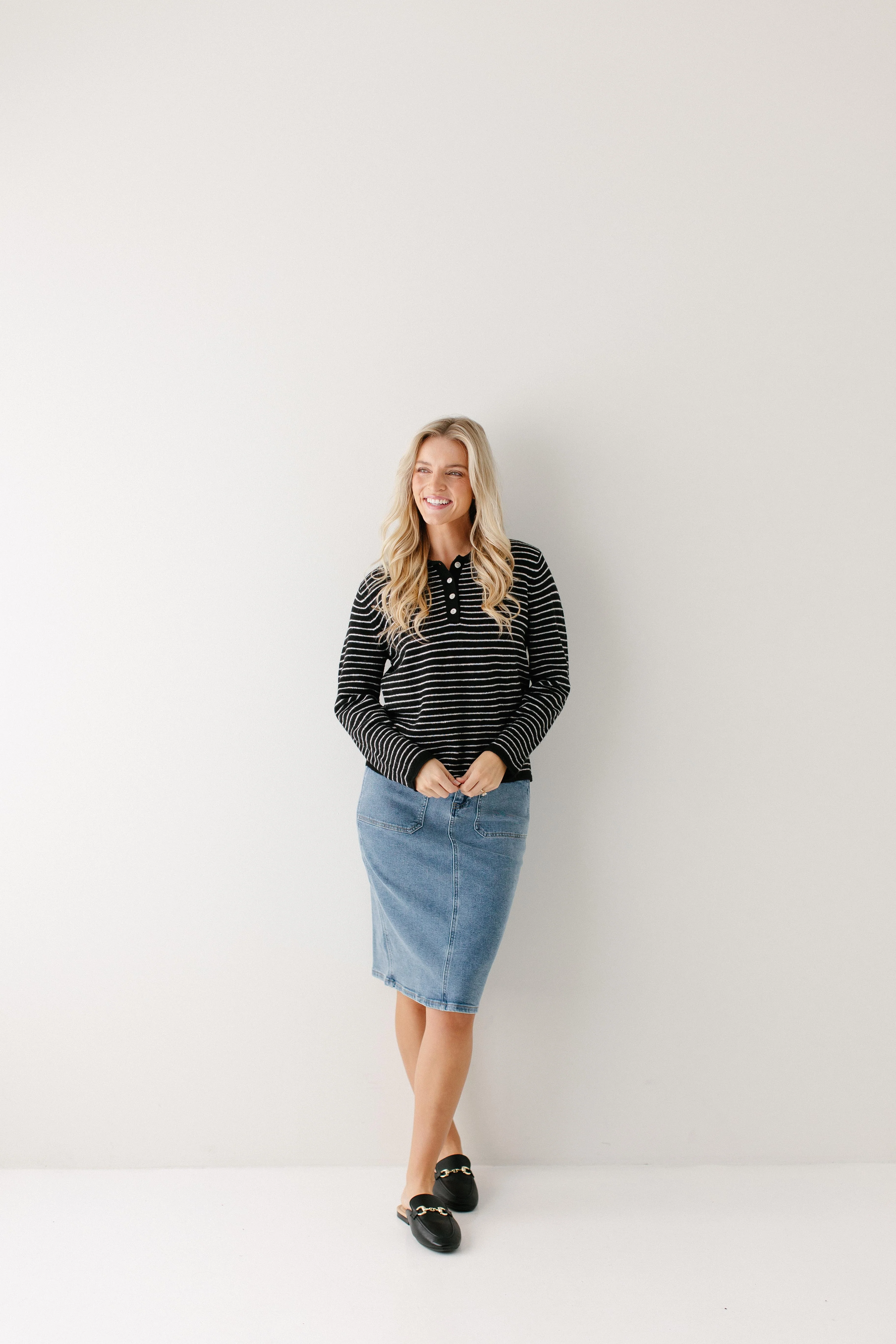'Isak' Pinstripe Polo Sweater Top FINAL SALE - Image 4