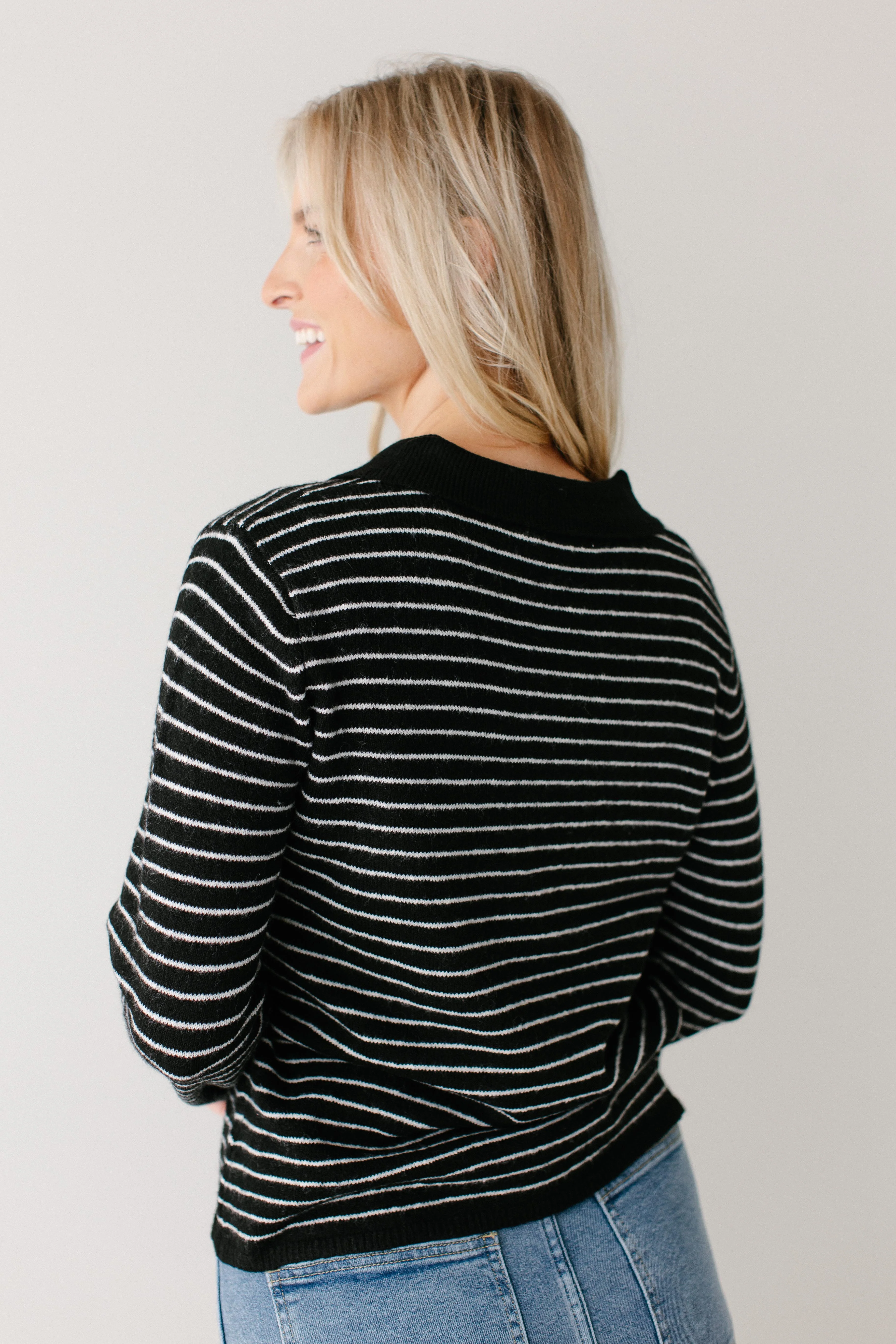 'Isak' Pinstripe Polo Sweater Top FINAL SALE - Image 6