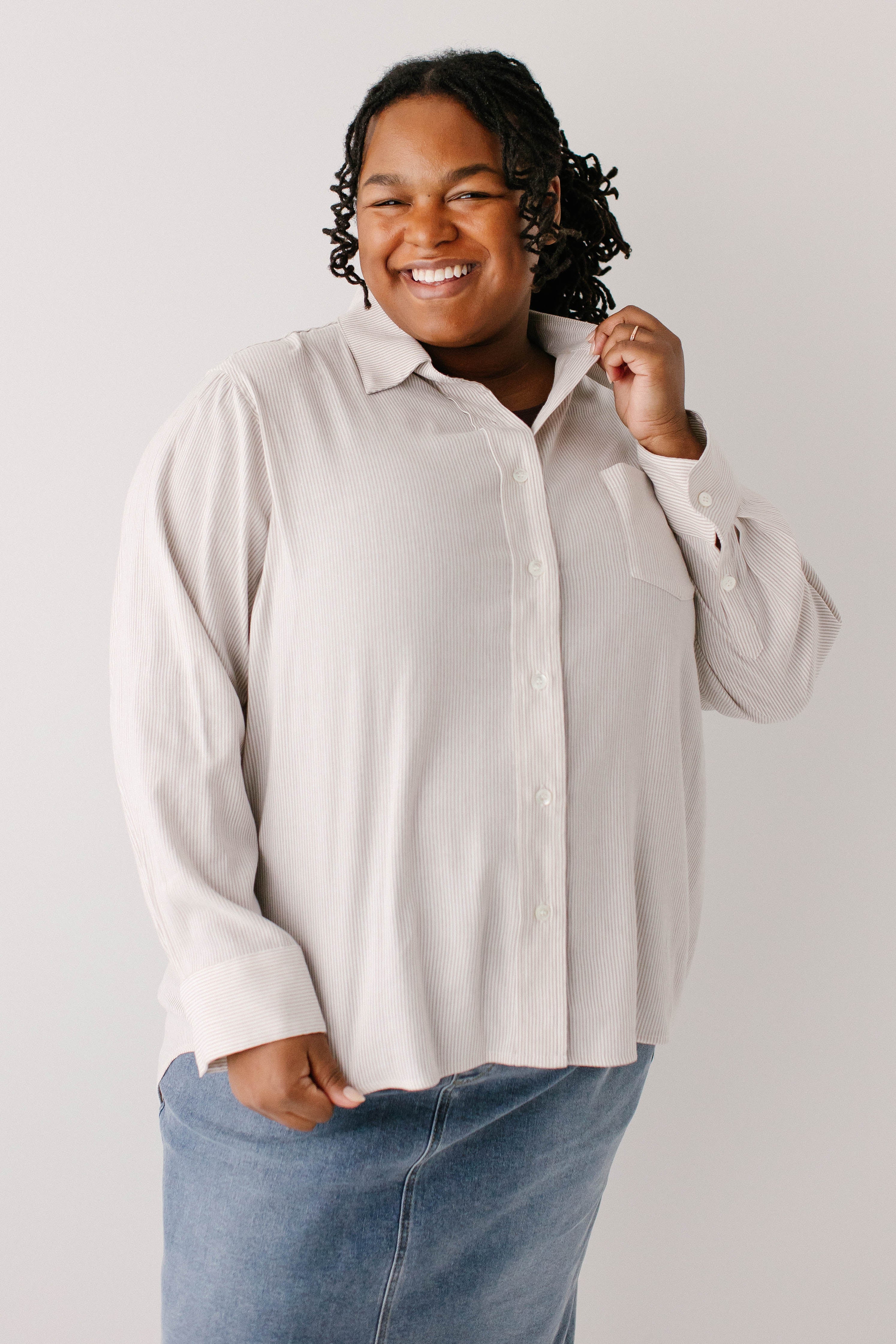 Jack Pinstripe Button Down Top
