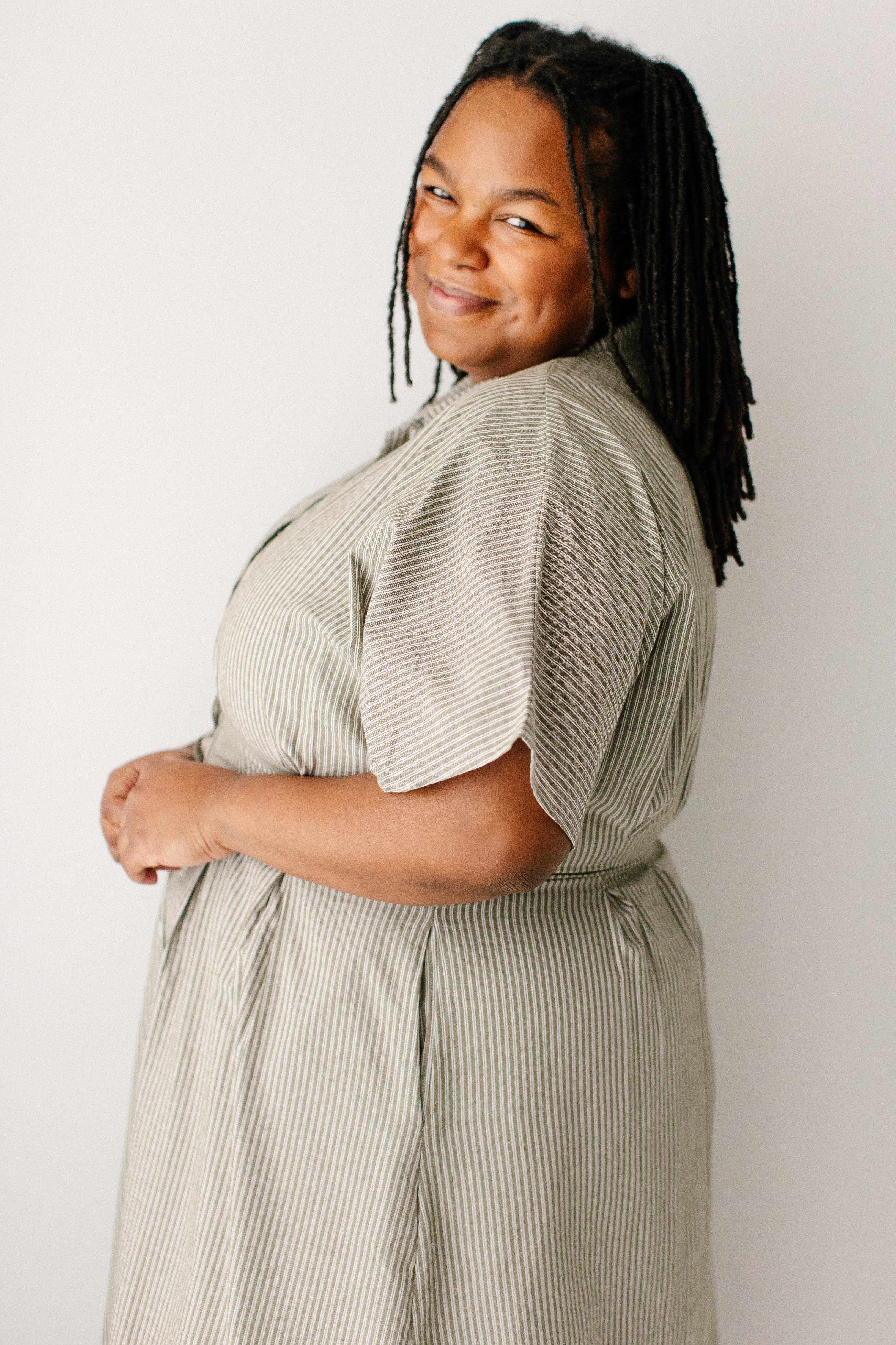 Jada Pinstripe Pleated Maxi Dress - Image 11