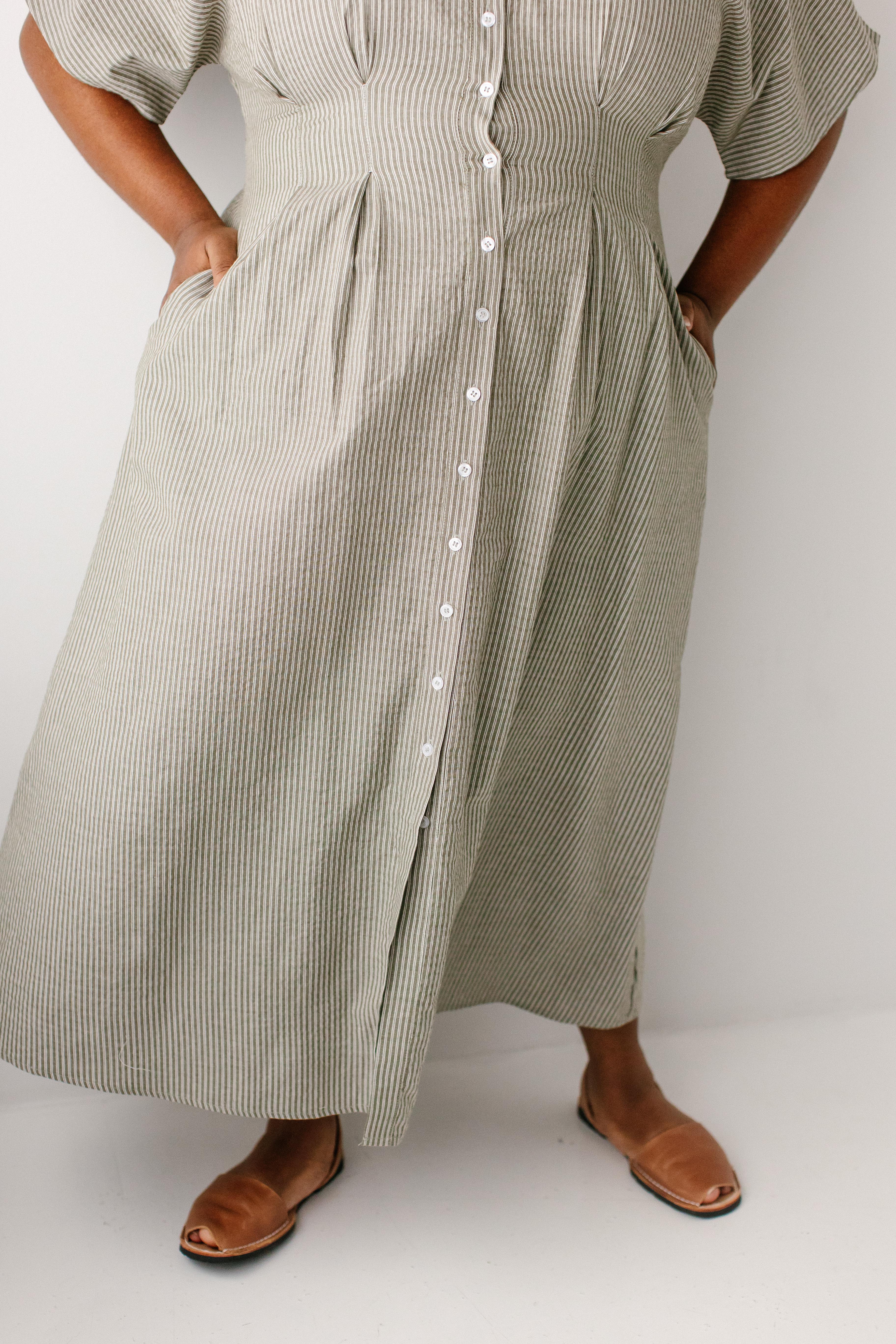 Jada Pinstripe Pleated Maxi Dress - Image 13
