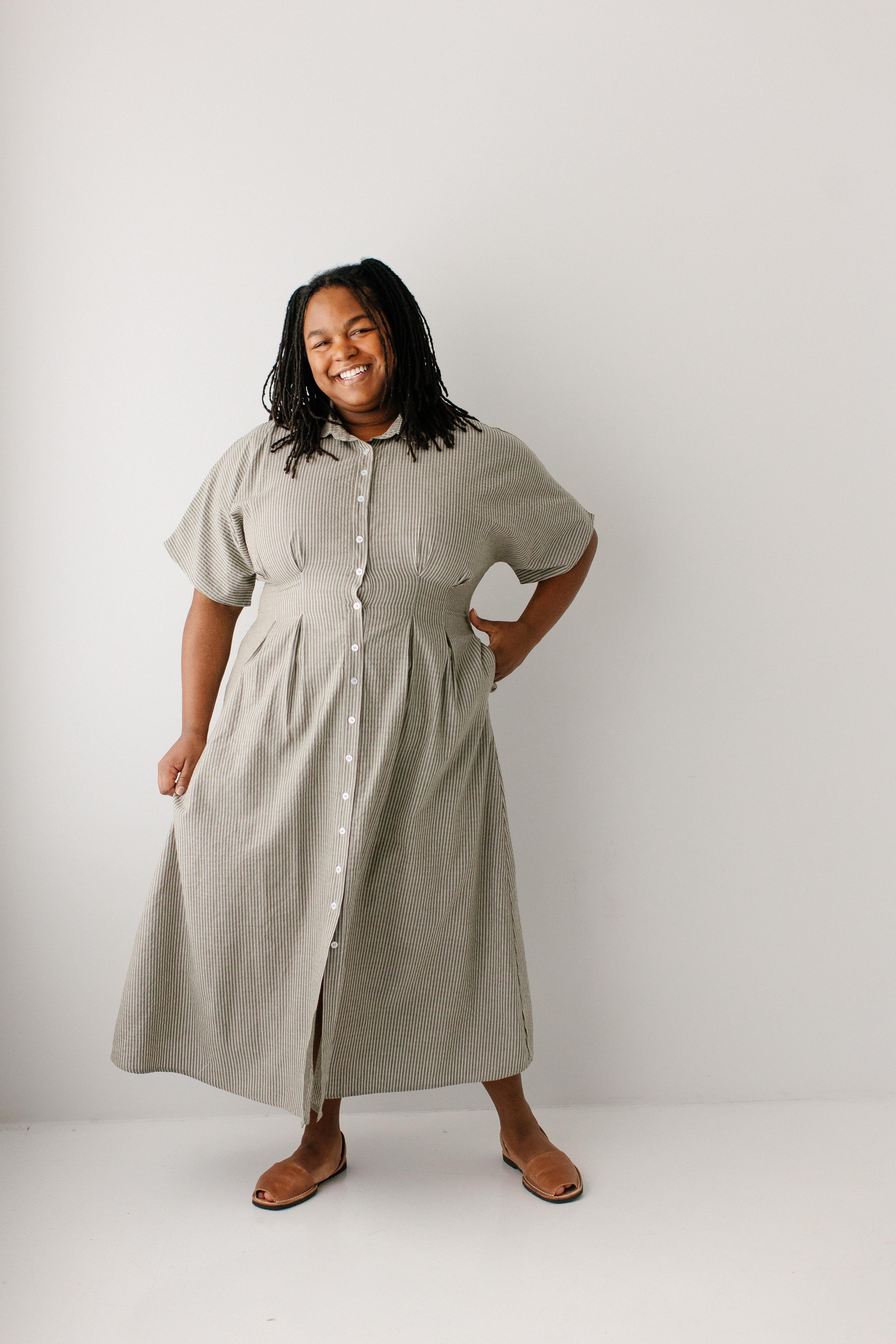 Jada Pinstripe Pleated Maxi Dress - Image 14