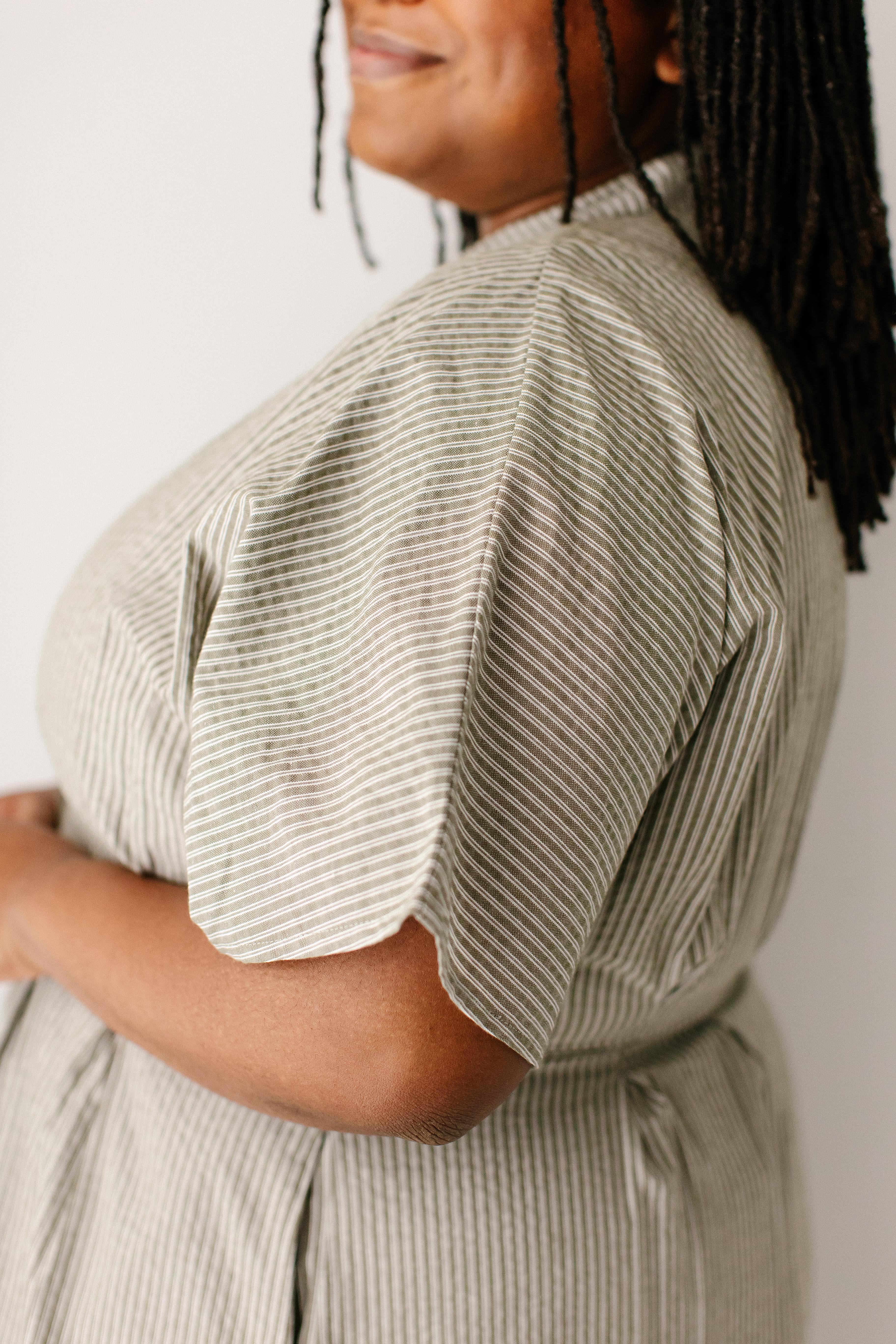 Jada Pinstripe Pleated Maxi Dress - Image 15