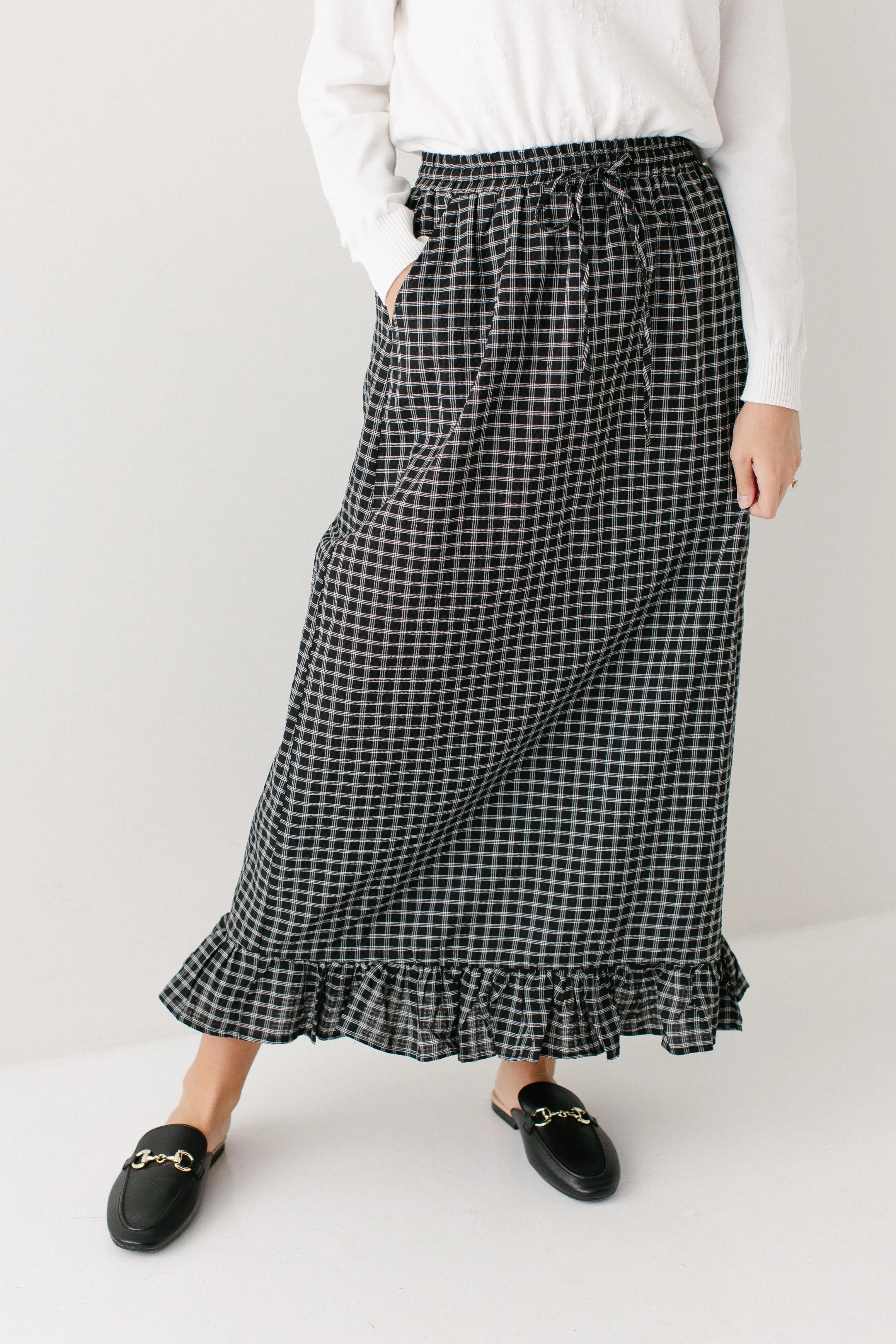 Jenn Plaid Mini Ruffle Maxi Skirt FINAL SALE