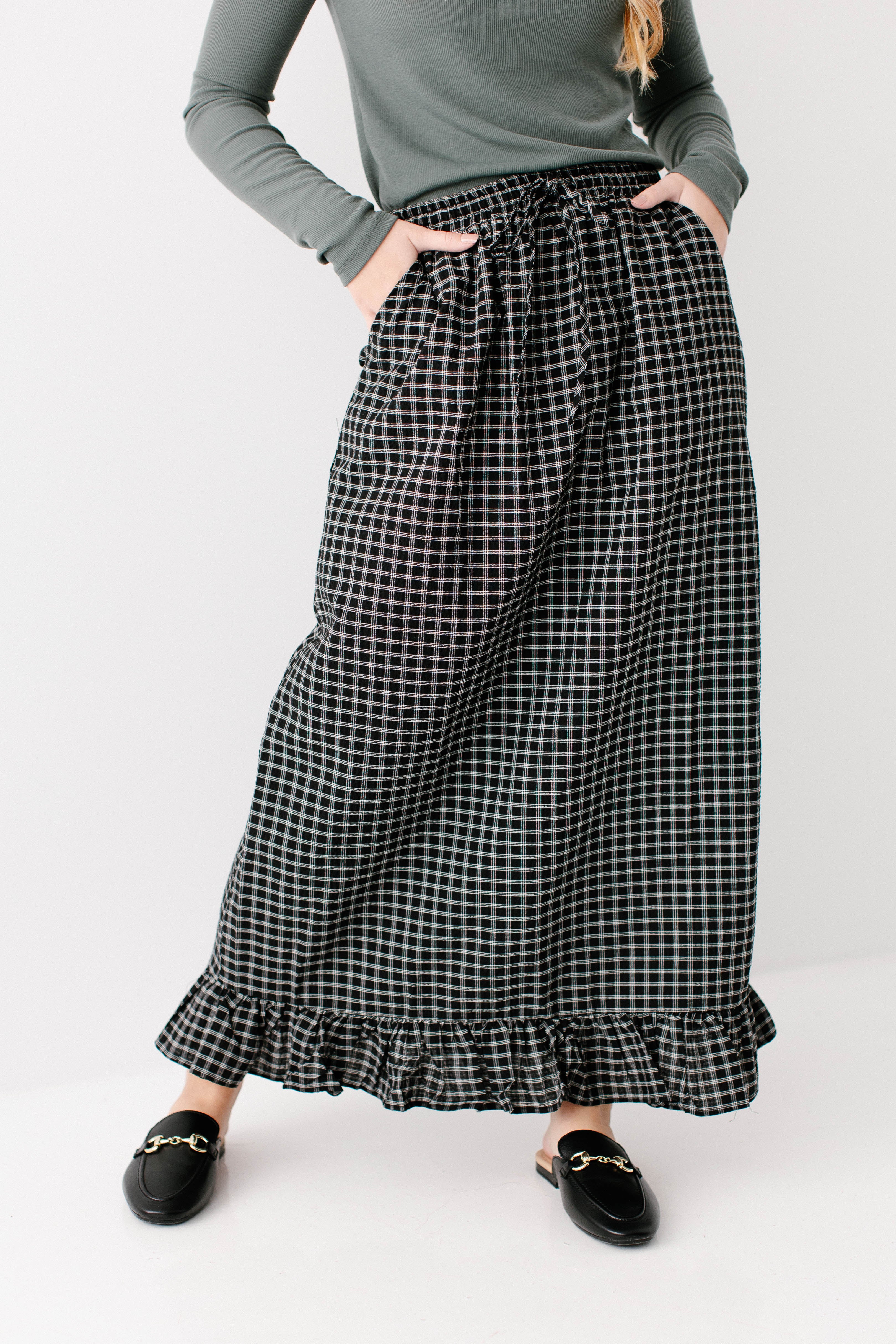Jenn Plaid Mini Ruffle Maxi Skirt FINAL SALE - Image 4