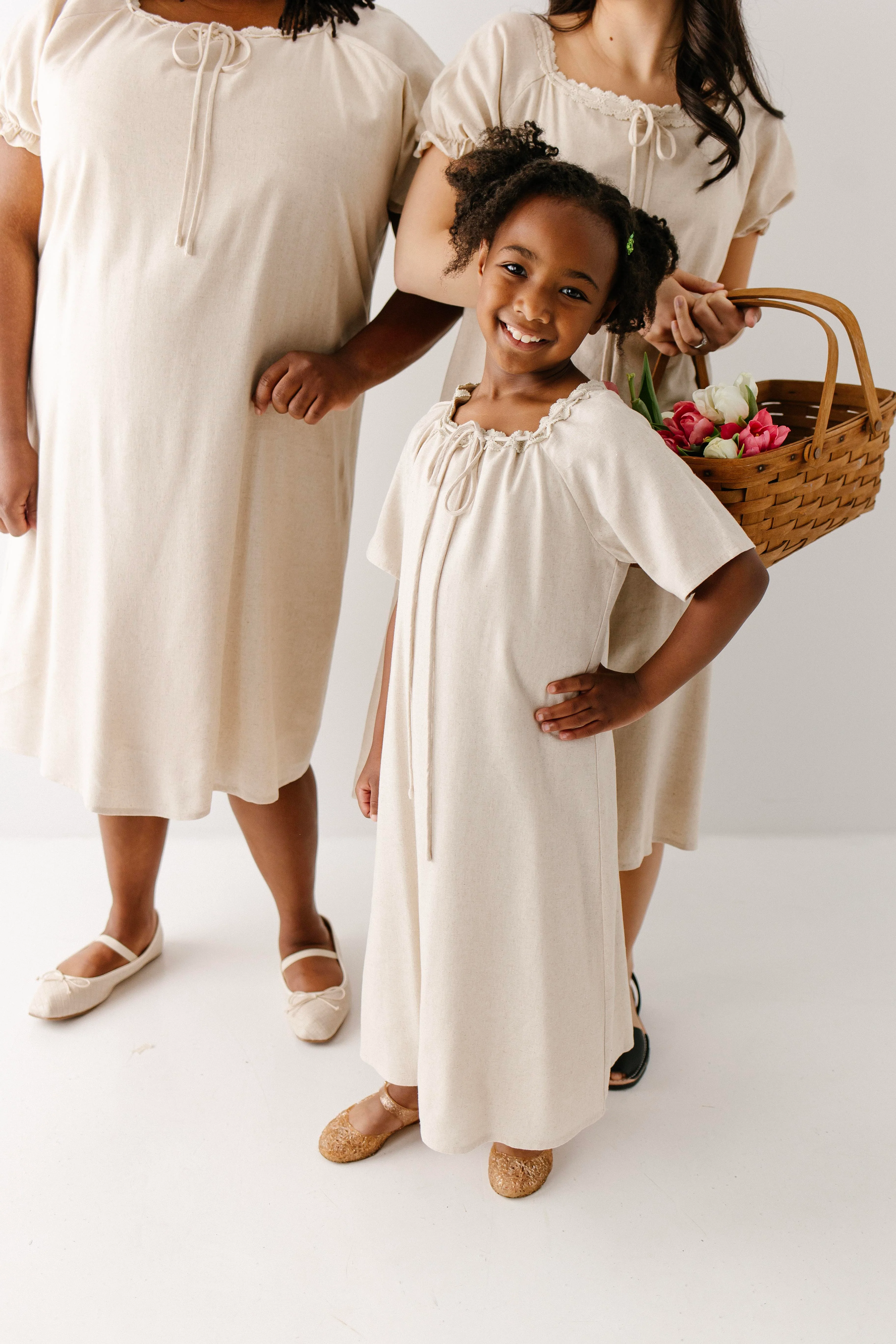 Jenna Girl Lace Trim Peasant Dress - Image 3