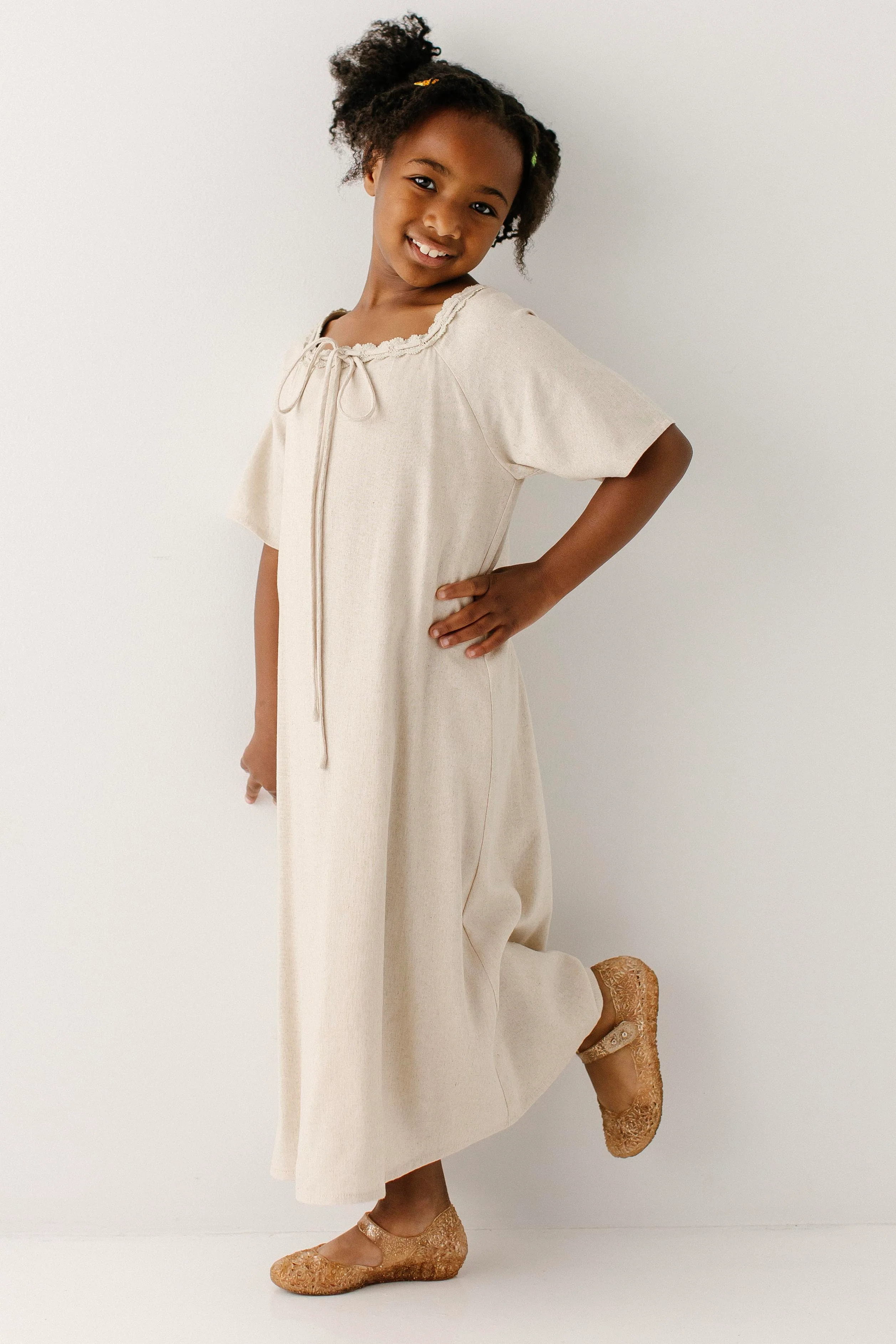 Jenna Girl Lace Trim Peasant Dress - Image 4