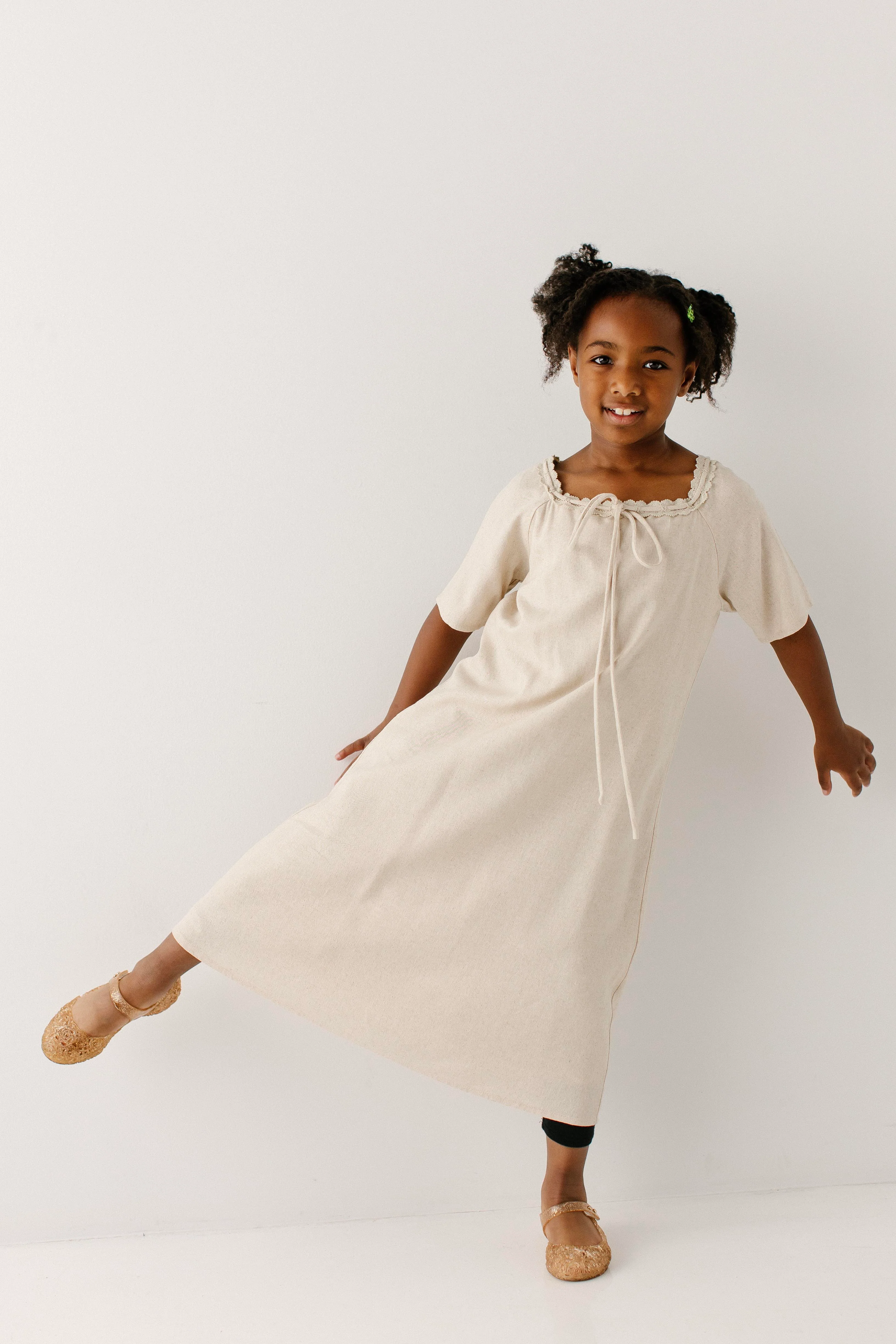 Jenna Girl Lace Trim Peasant Dress - Image 5