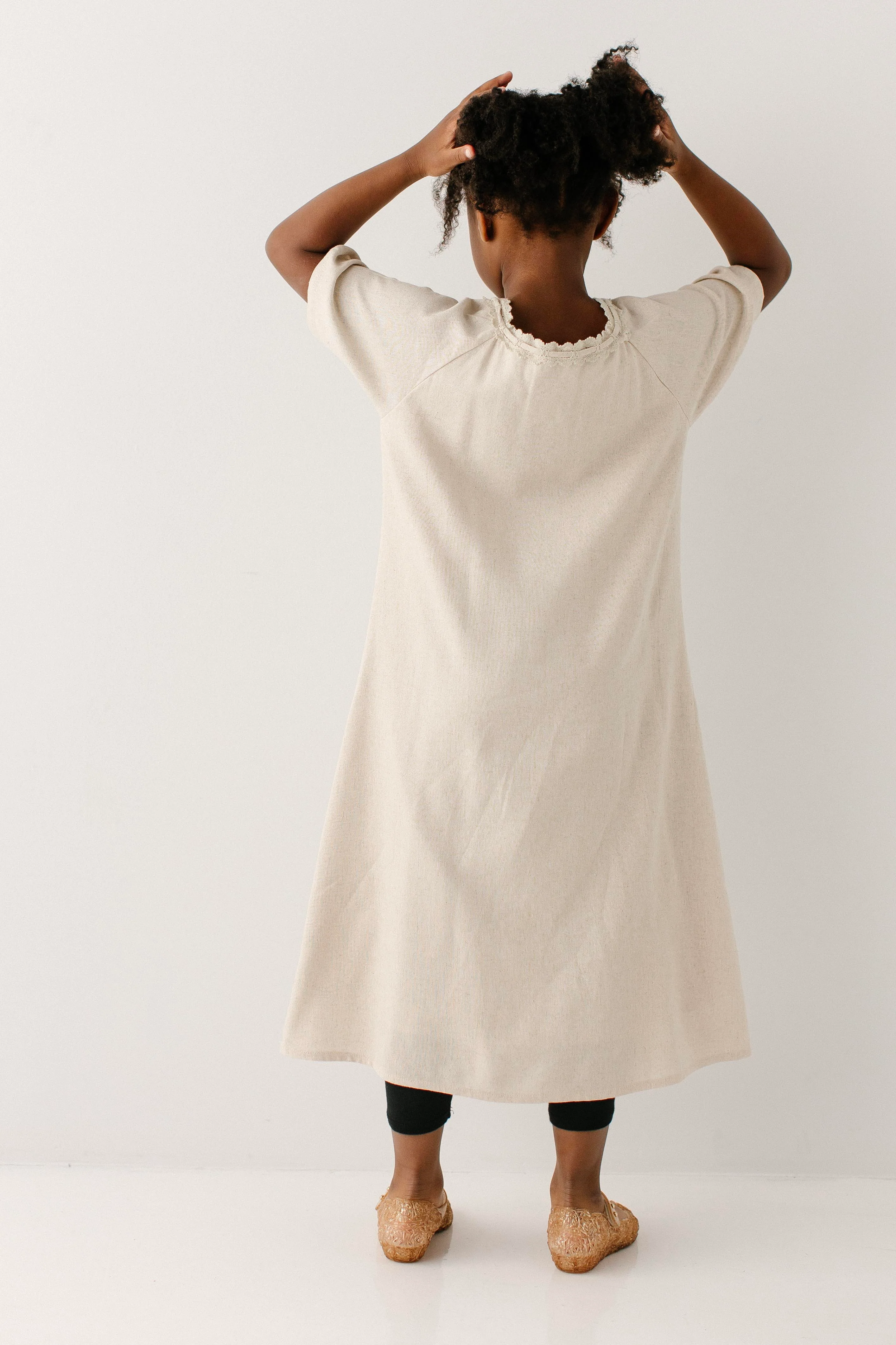 Jenna Girl Lace Trim Peasant Dress - Image 8