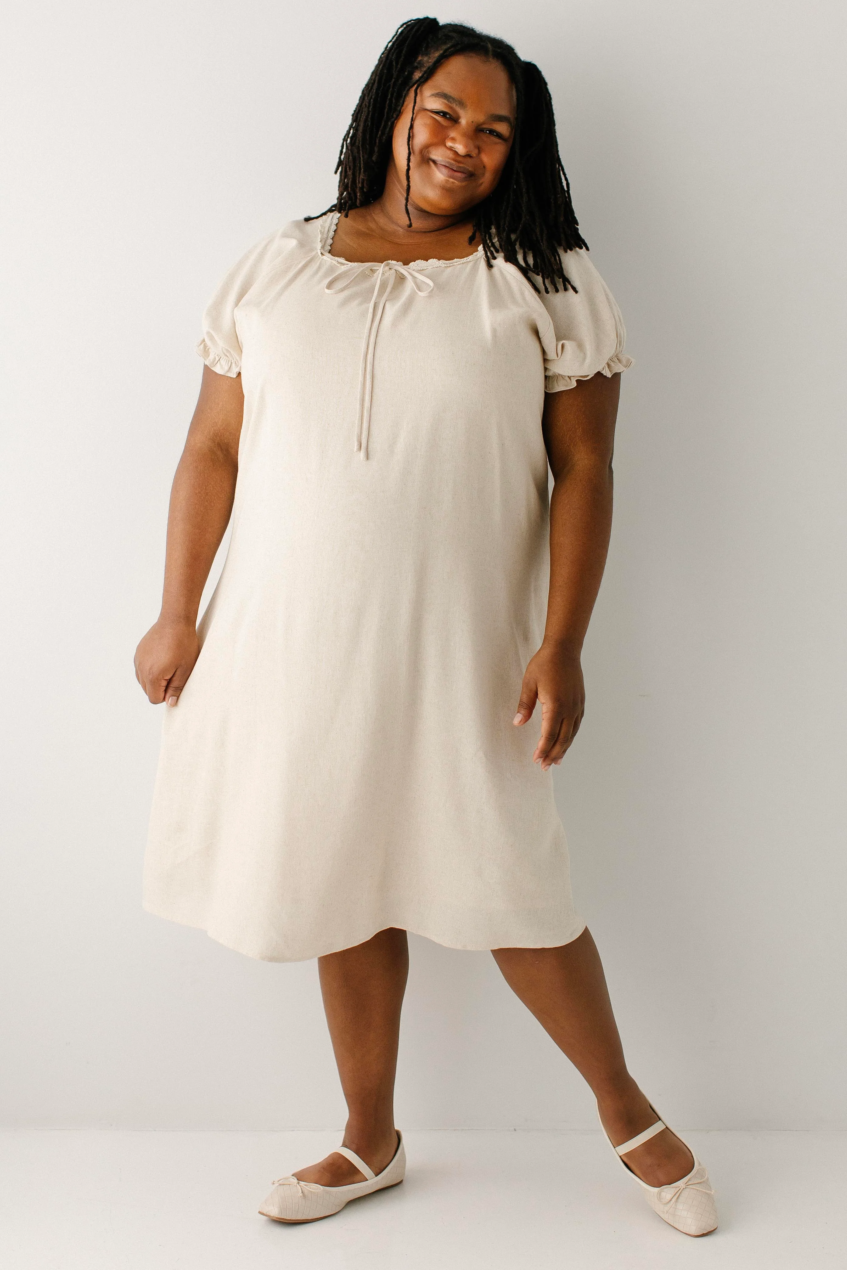Jenna Lace Trim Peasant Dress - Image 3