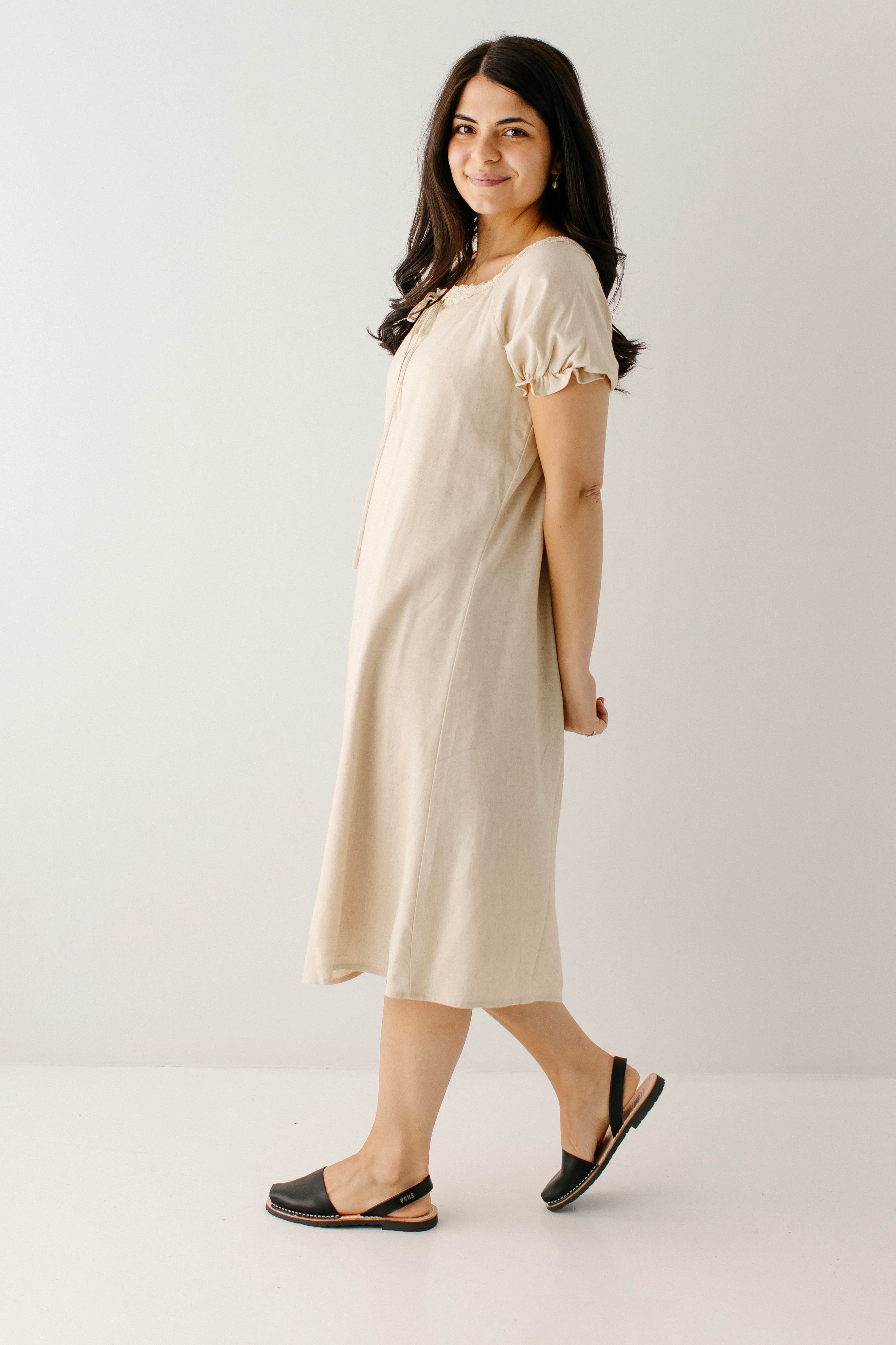 Jenna Lace Trim Peasant Dress - Image 4