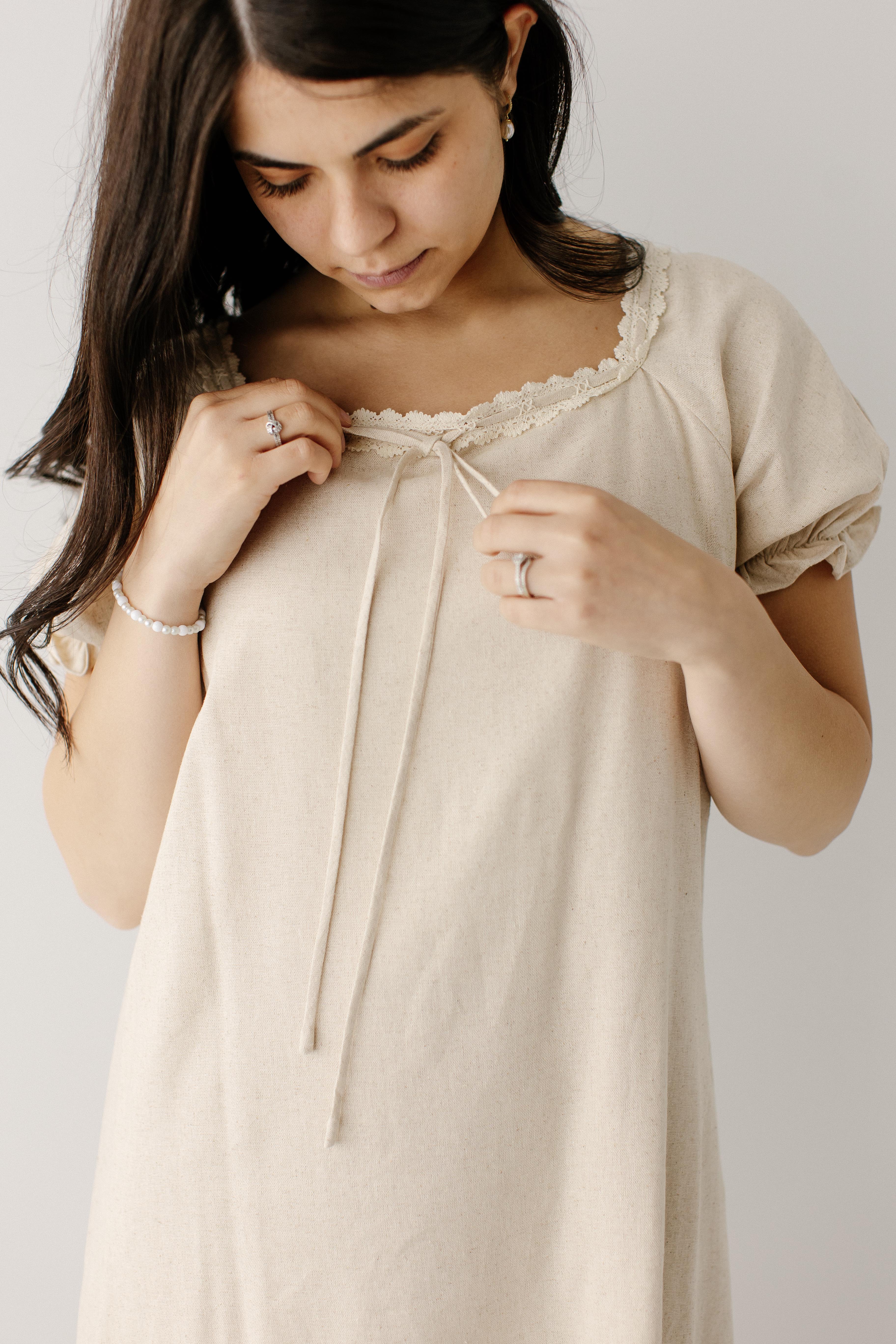 Jenna Lace Trim Peasant Dress - Image 5